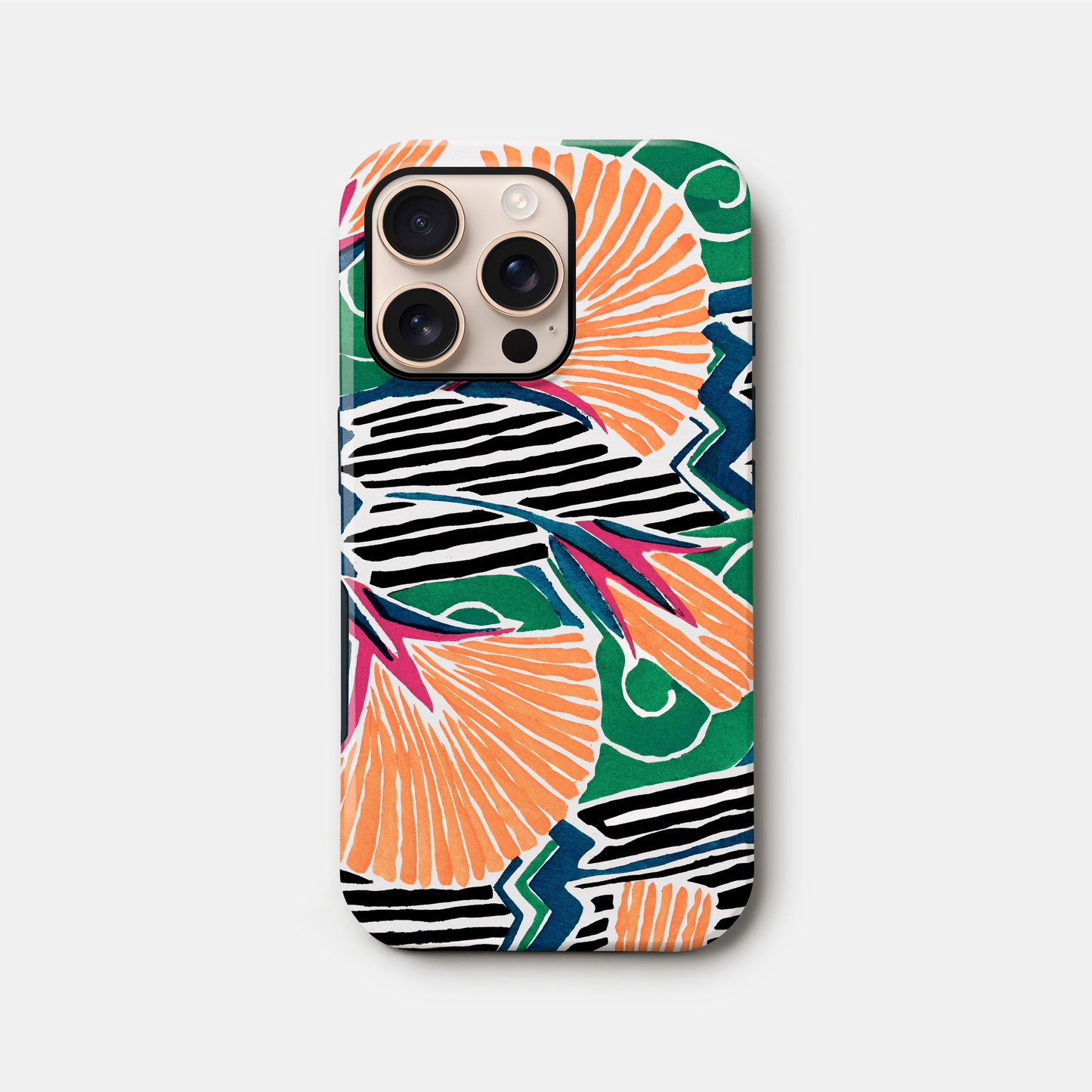 Retro Orange Floral Case iPhone 16 Phone Case