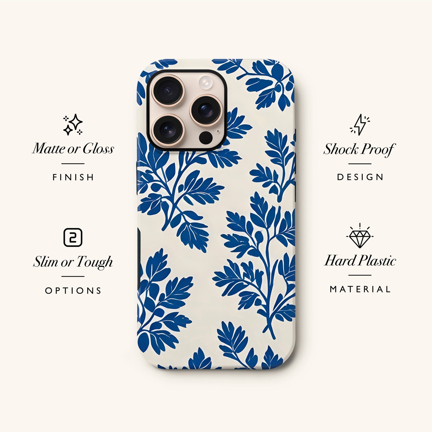 Royal Blue Abstract Floral Print Case Phone Case