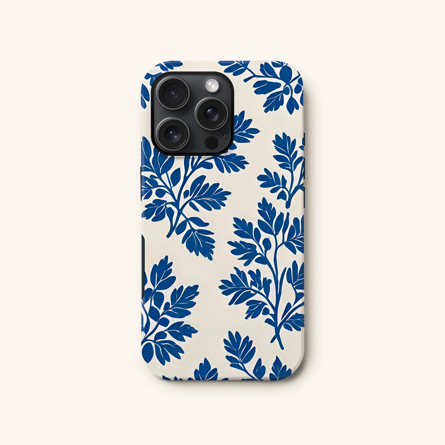 Royal Blue Abstract Floral Print Case iPhone 16 Phone Case