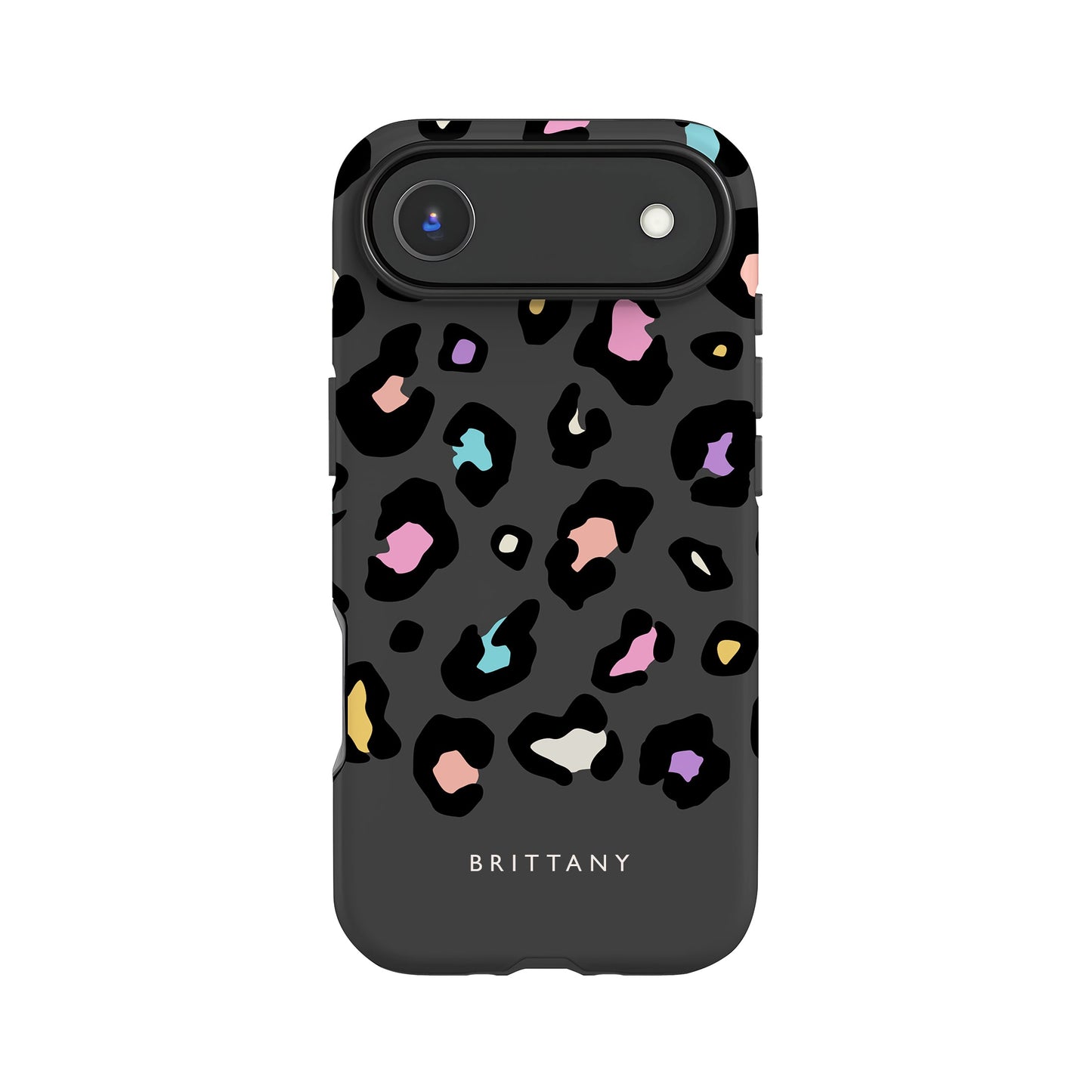 Rainbow Grey Leopard Spots Custom Name Case iPhone 17 Air Phone Case