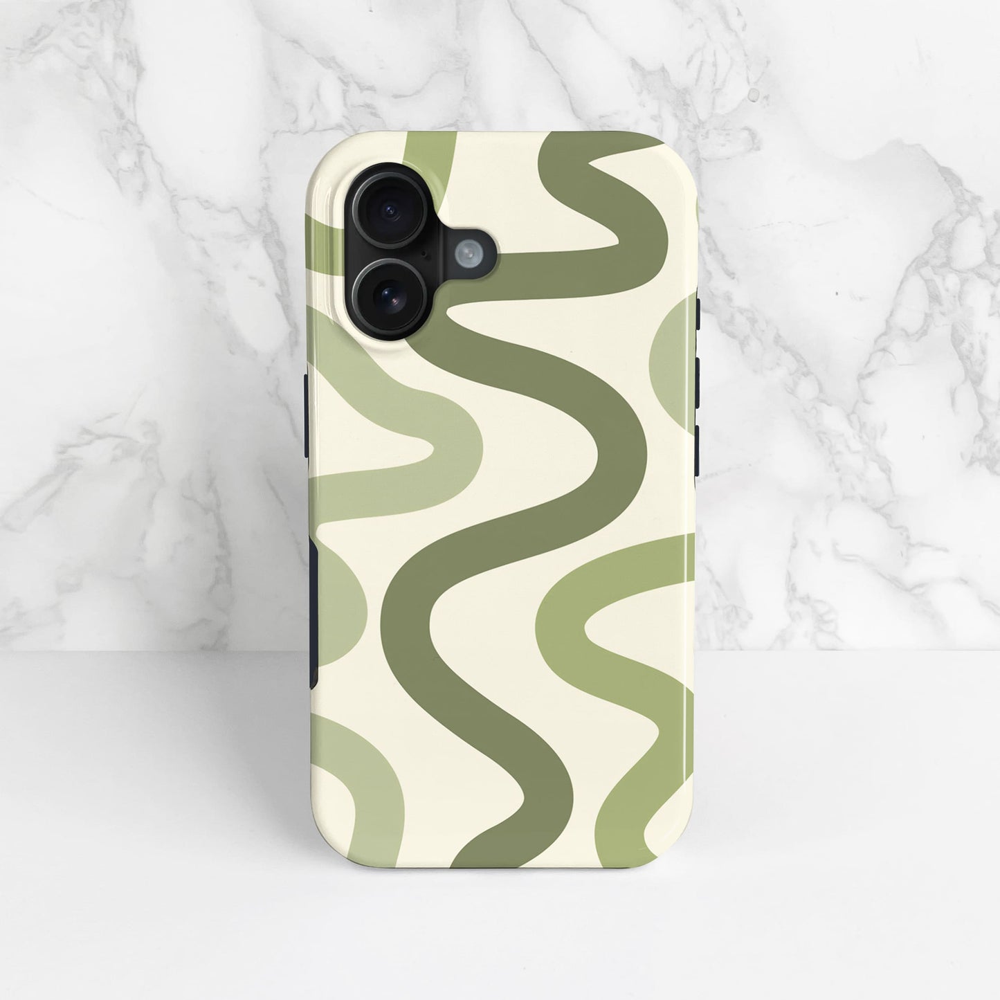 Olive Green Wavy Pattern Print Case Phone Case