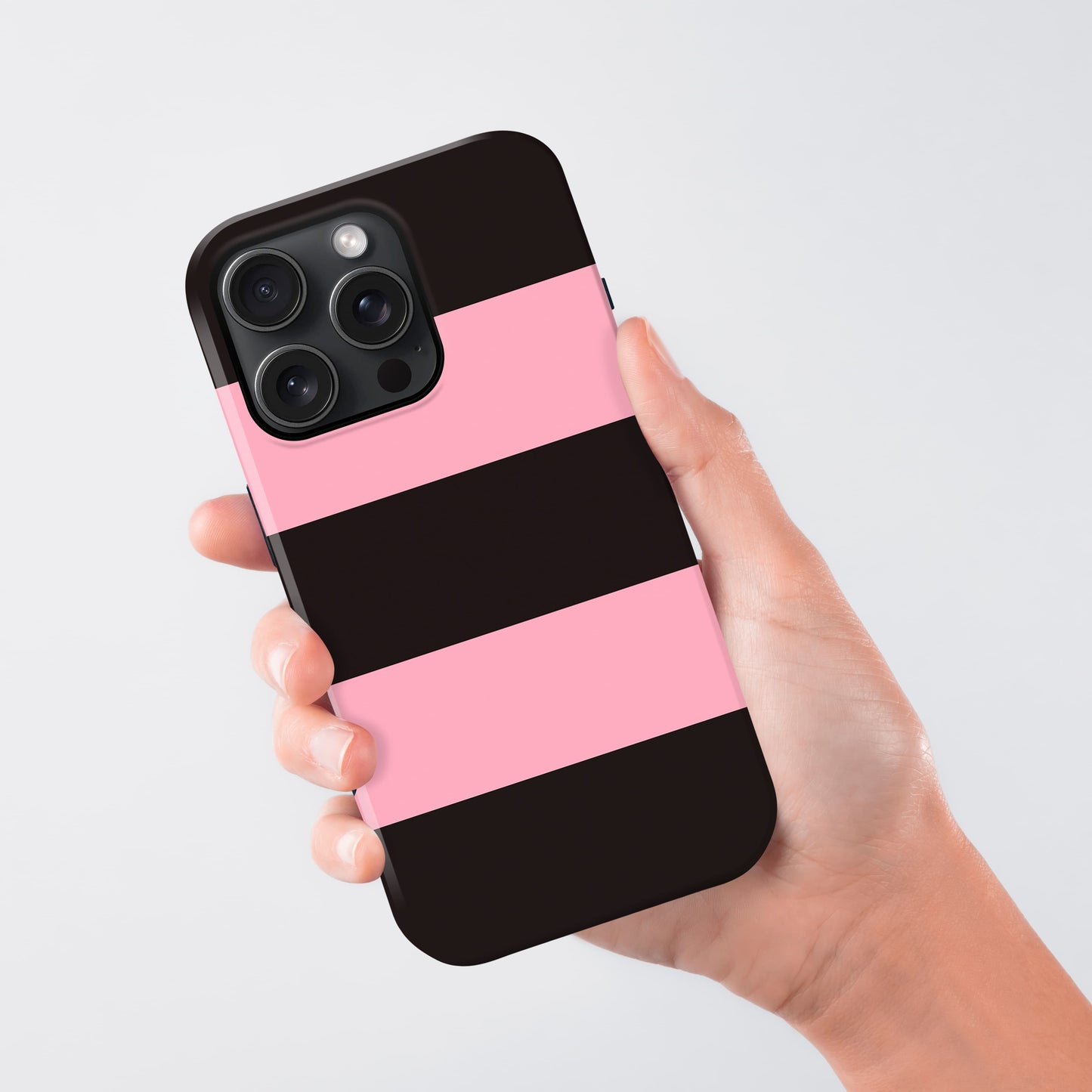 Custom Pink And Black Stripes Case Phone Case