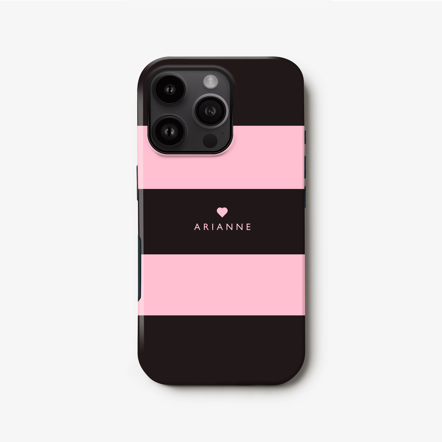 Custom Pink And Black Stripes Case iPhone 16 Phone Case