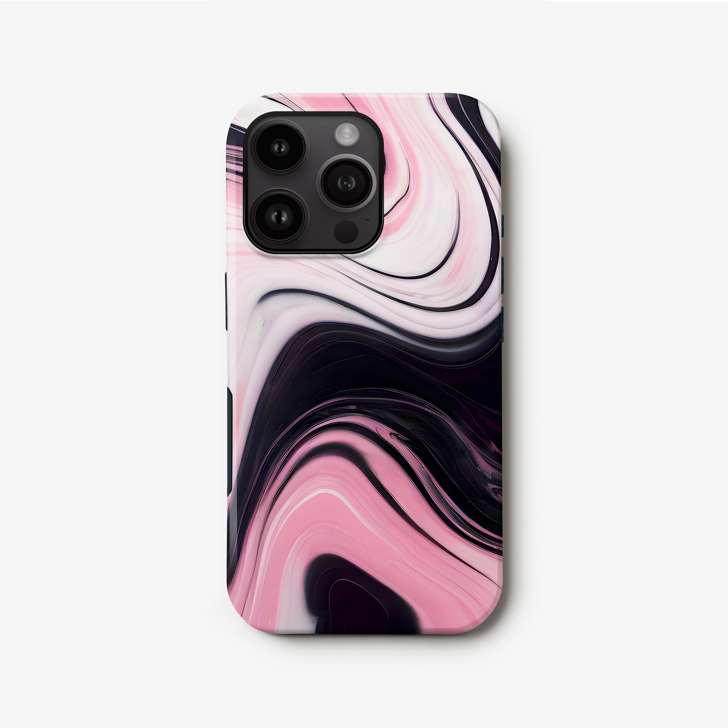 Black and Pink Swirl Print Case iPhone 16 Phone Case