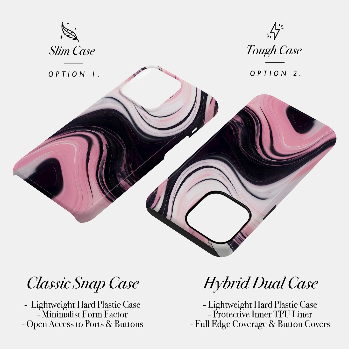 Black and Pink Swirl Print Case Phone Case