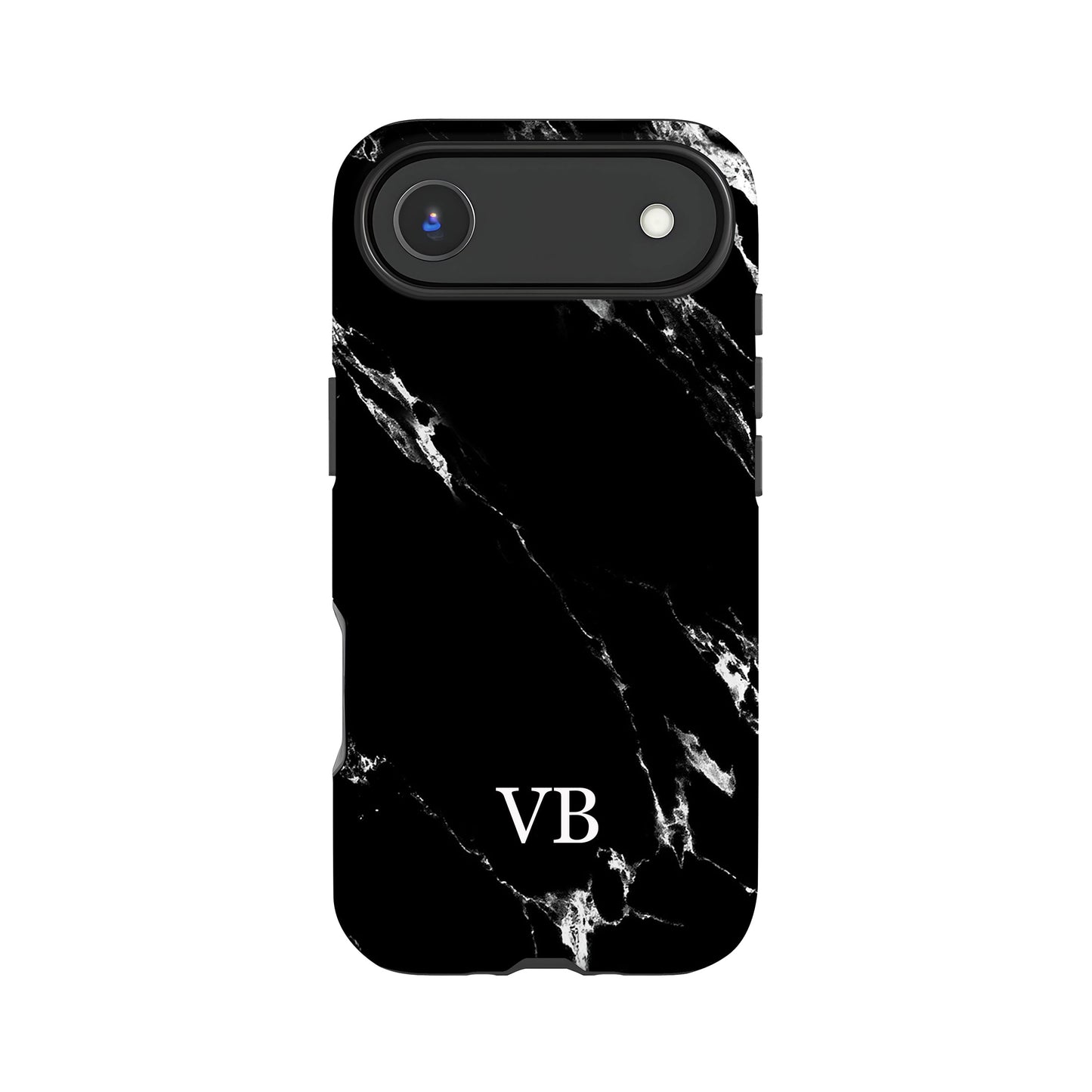 Black Marble Initials Phone Case iPhone 17 Air Phone Case