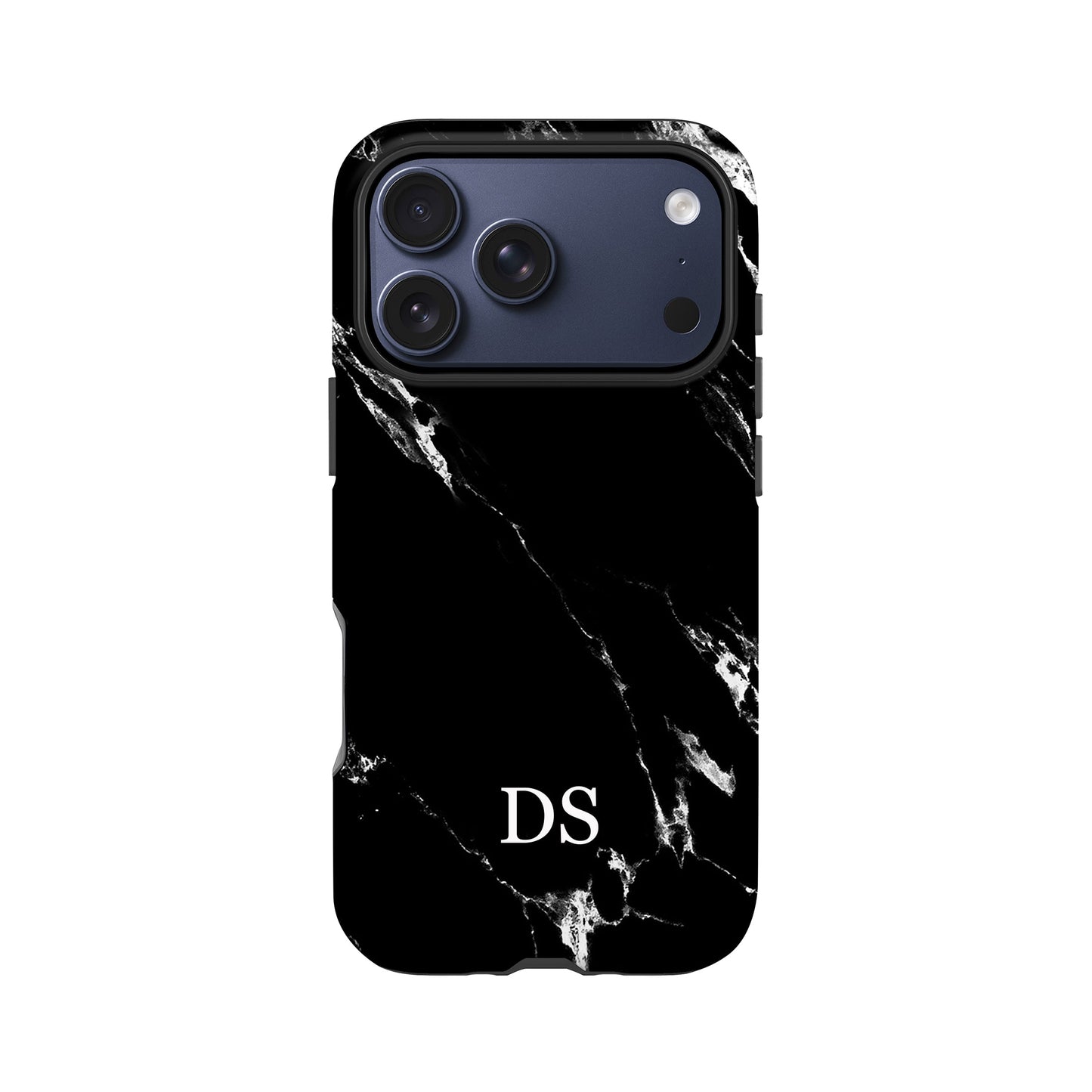 Black Marble Initials Phone Case iPhone 17 Pro Phone Case