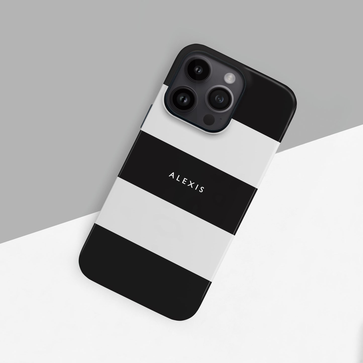 Black Stripes Personalised Text Case Phone Case
