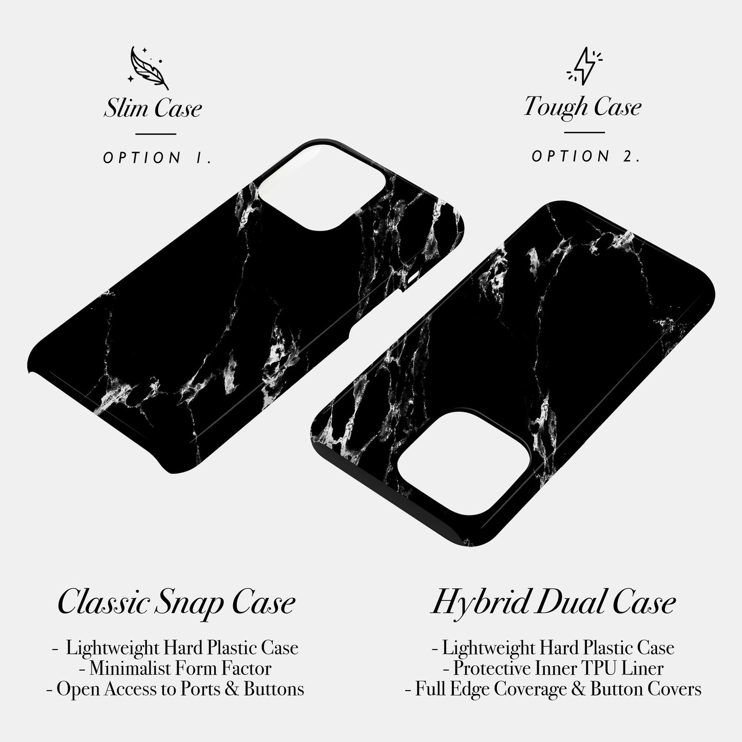 Black Marble Initials Phone Case Phone Case