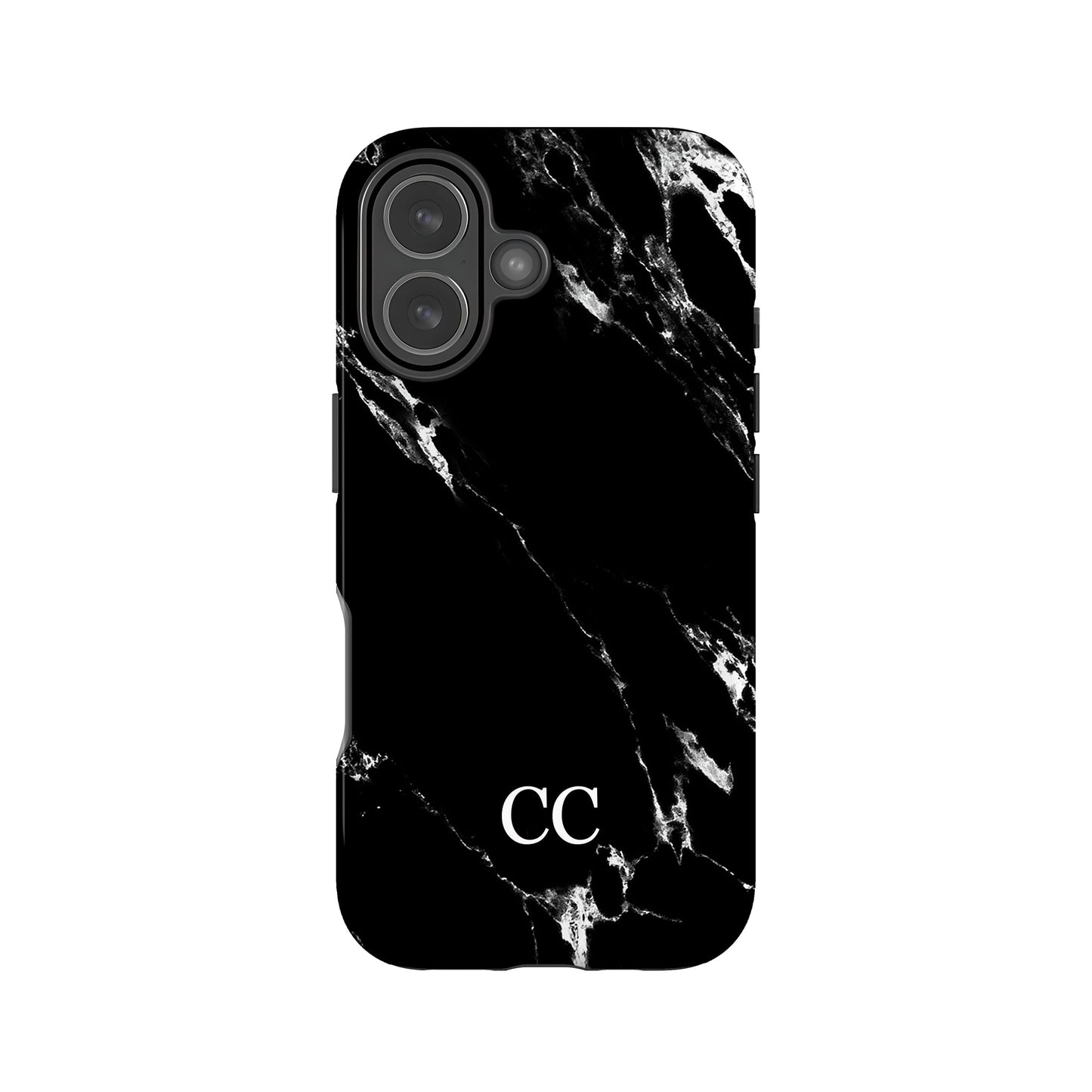 Black Marble Initials Phone Case iPhone 17 Phone Case
