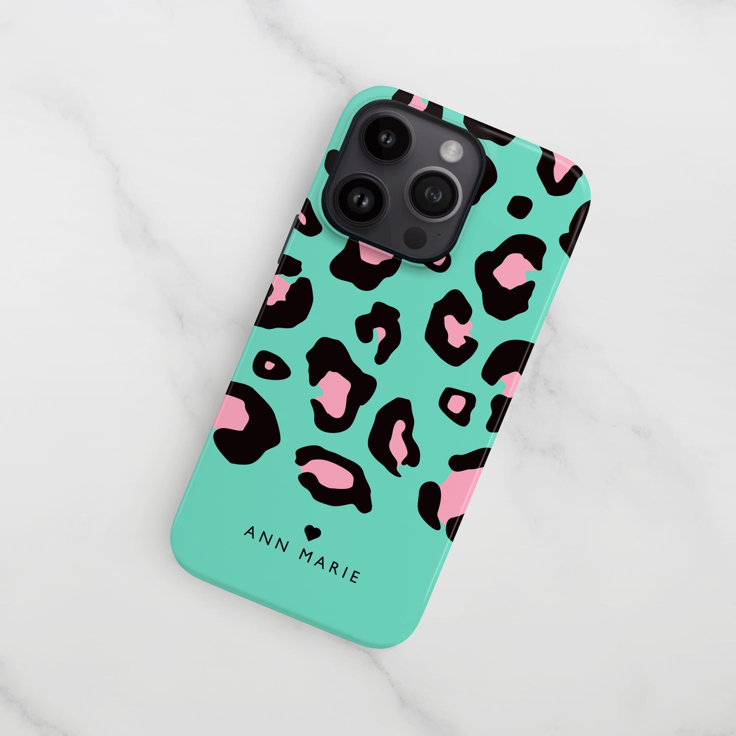 Personalised Blue and Baby Pink Leopard Print Case Phone Case