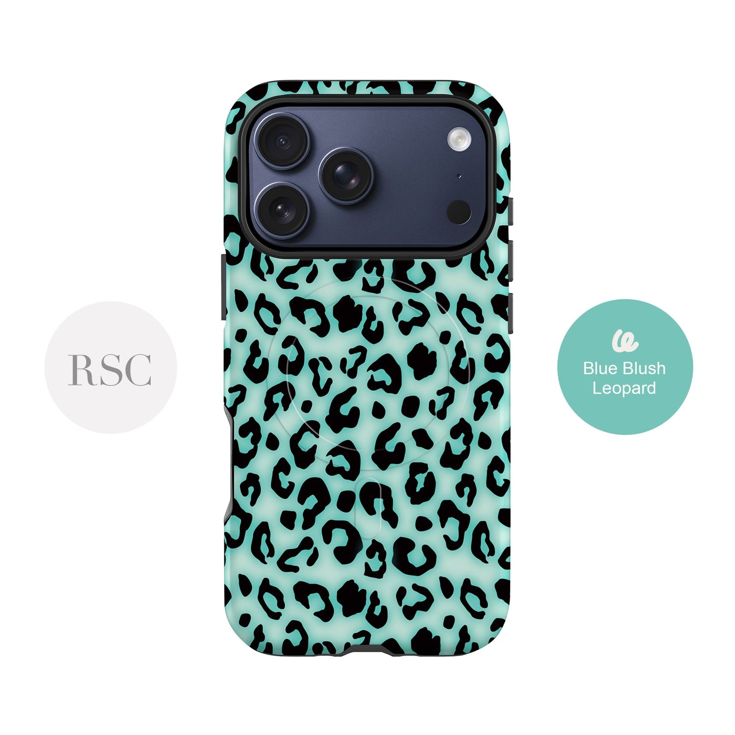 Blue Blush Leopard Print Magsafe Case