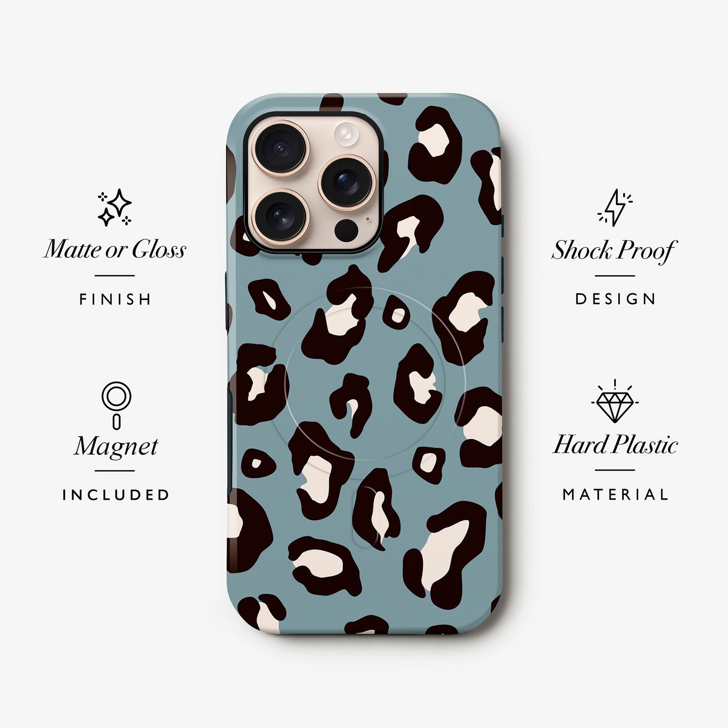 Muted Blue Leopard Print Magsafe Case