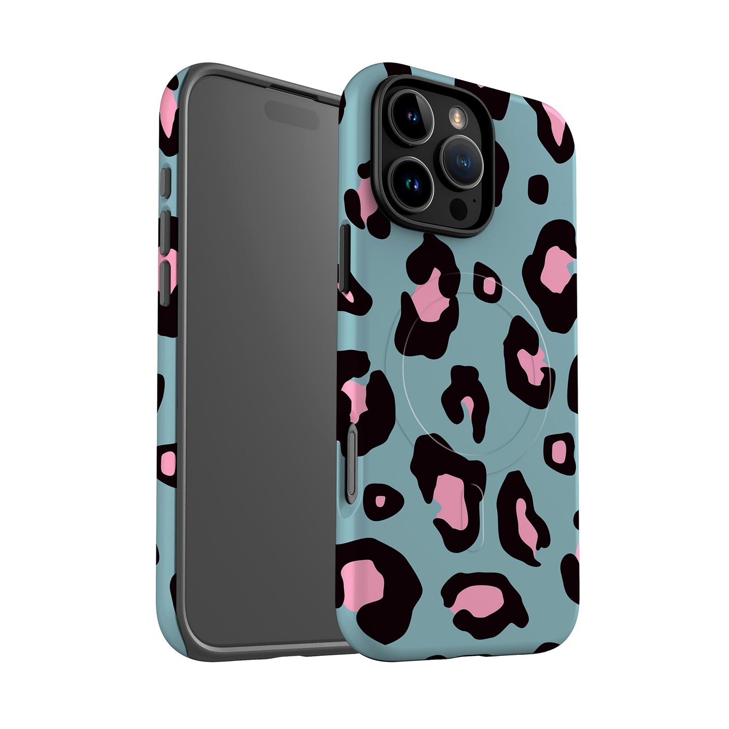 Blue and Pink Leopard Print Magsafe Case