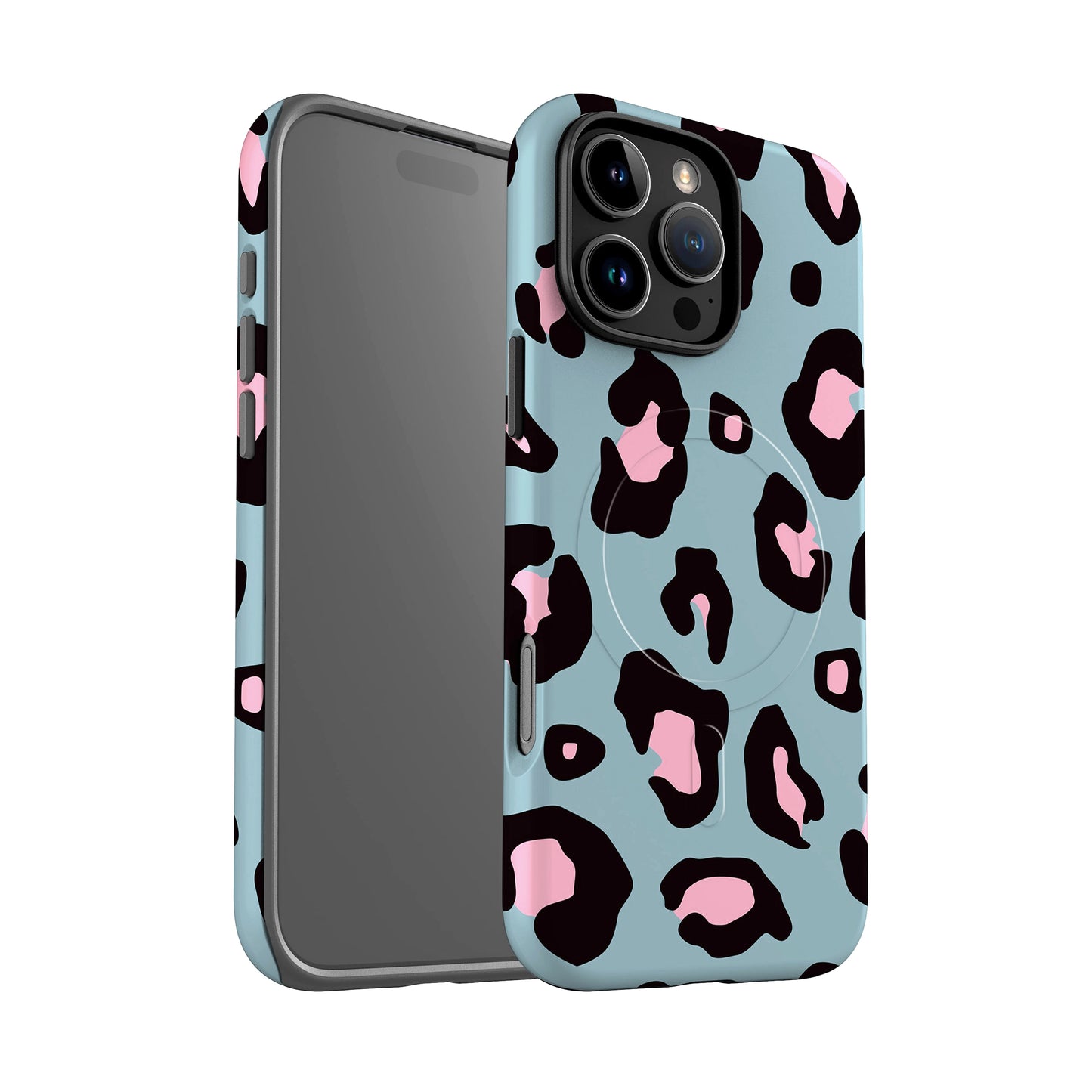 Blue Pink Leopard Print Custom Magsafe Case