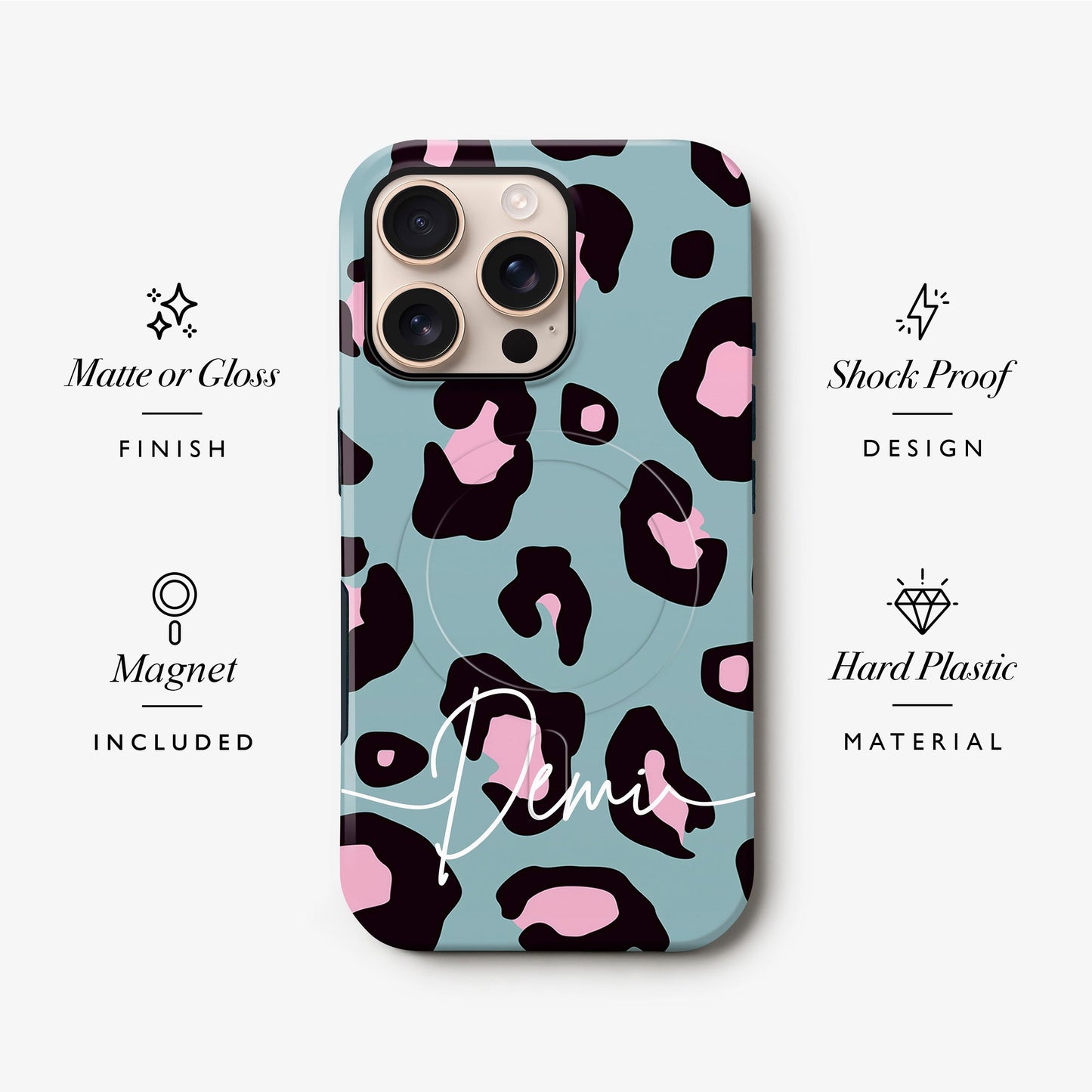 Blue Pink Leopard Print Custom Magsafe Case