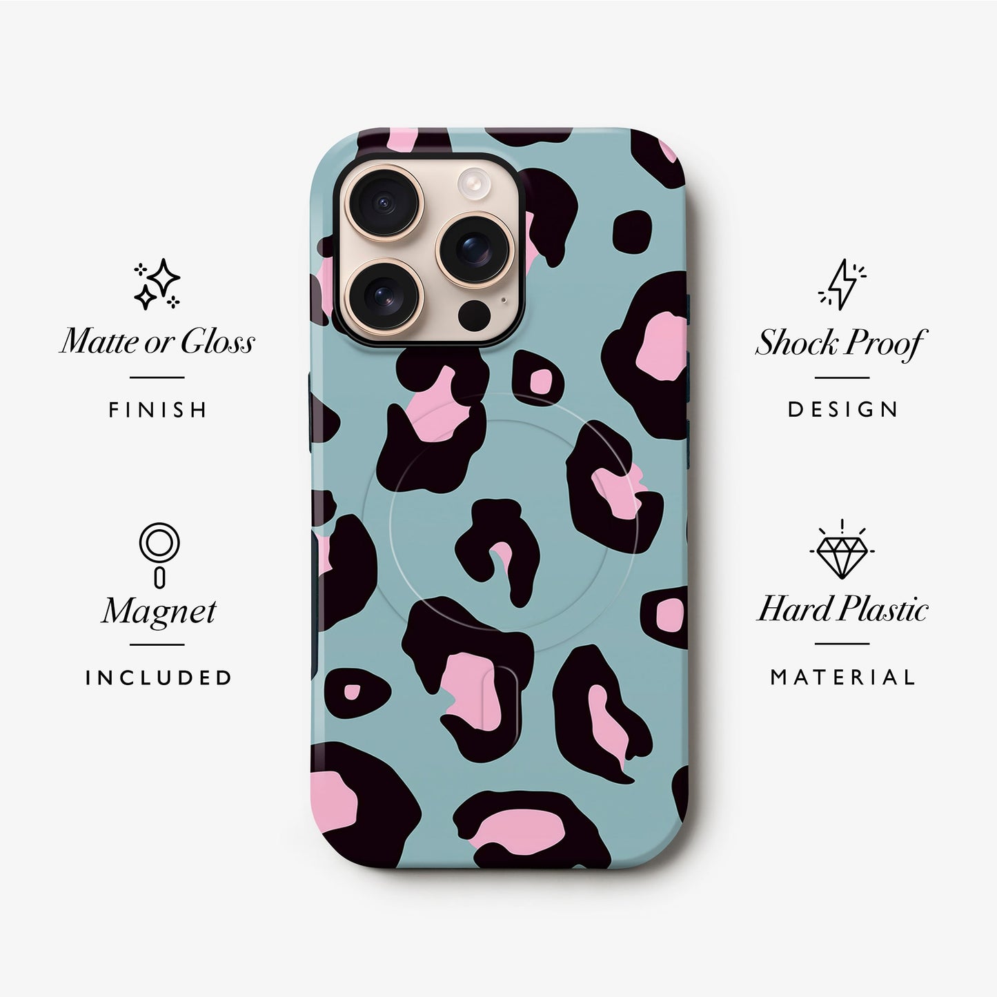 Blue and Pink Leopard Print Magsafe Case