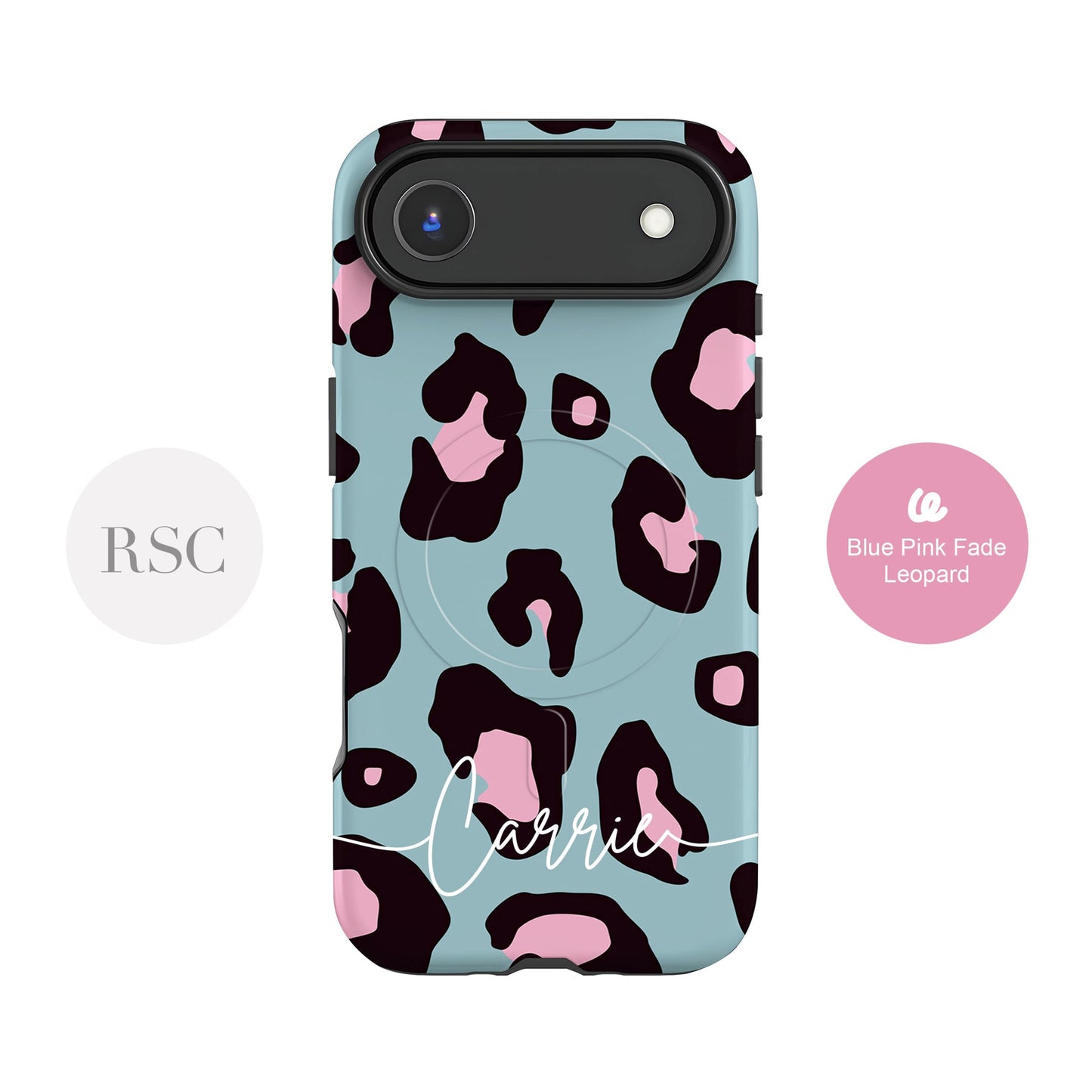 Blue and Pink Leopard Print Magsafe Case