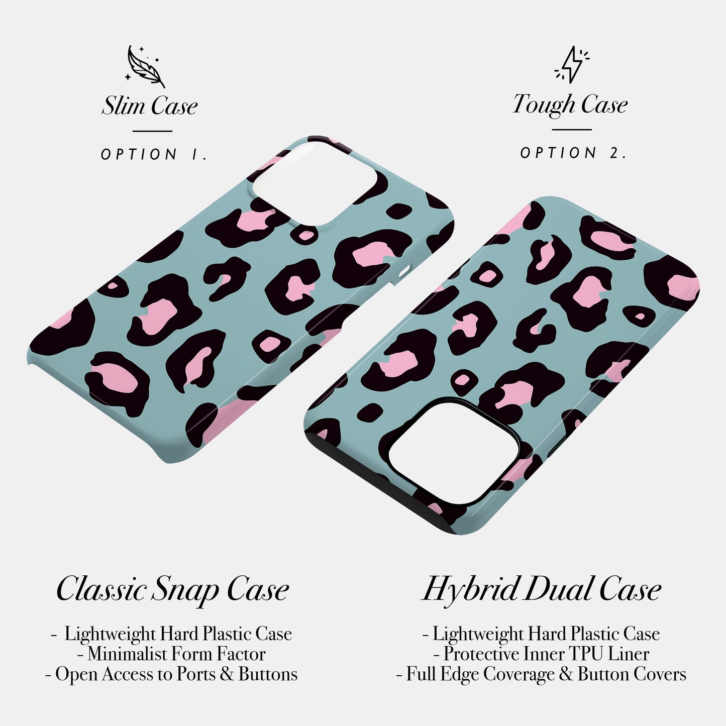 Light Blue and Pink Leopard Print Custom Phone Case Phone Case