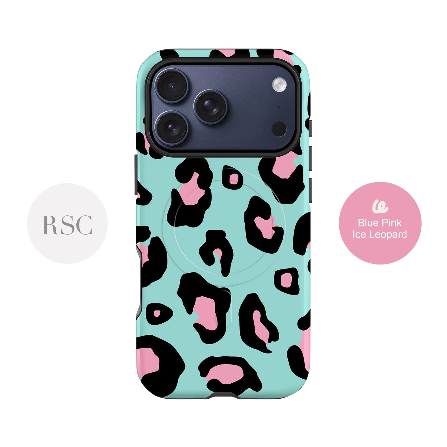 Blue Pink Ice Leopard Print Magsafe Case