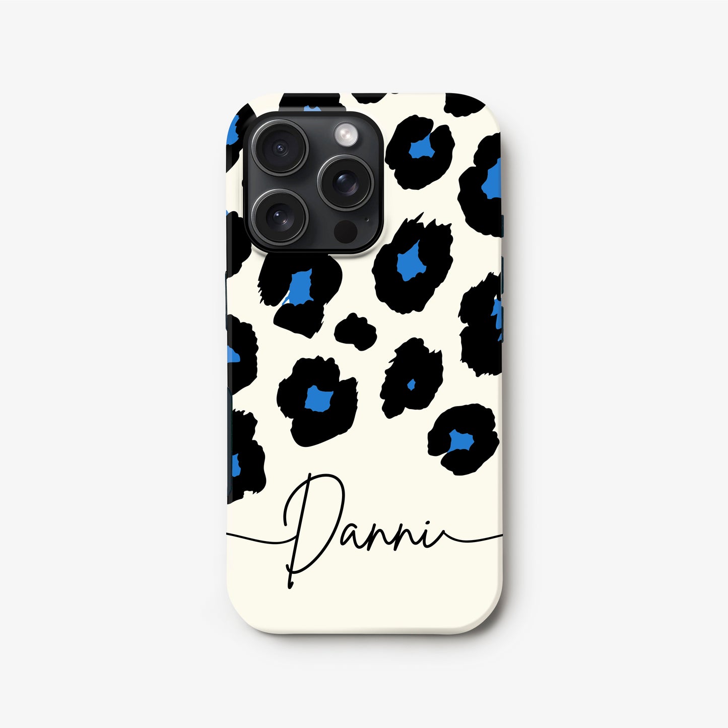 Custom Blue Leopard Spot Print Case iPhone 16 Phone Case