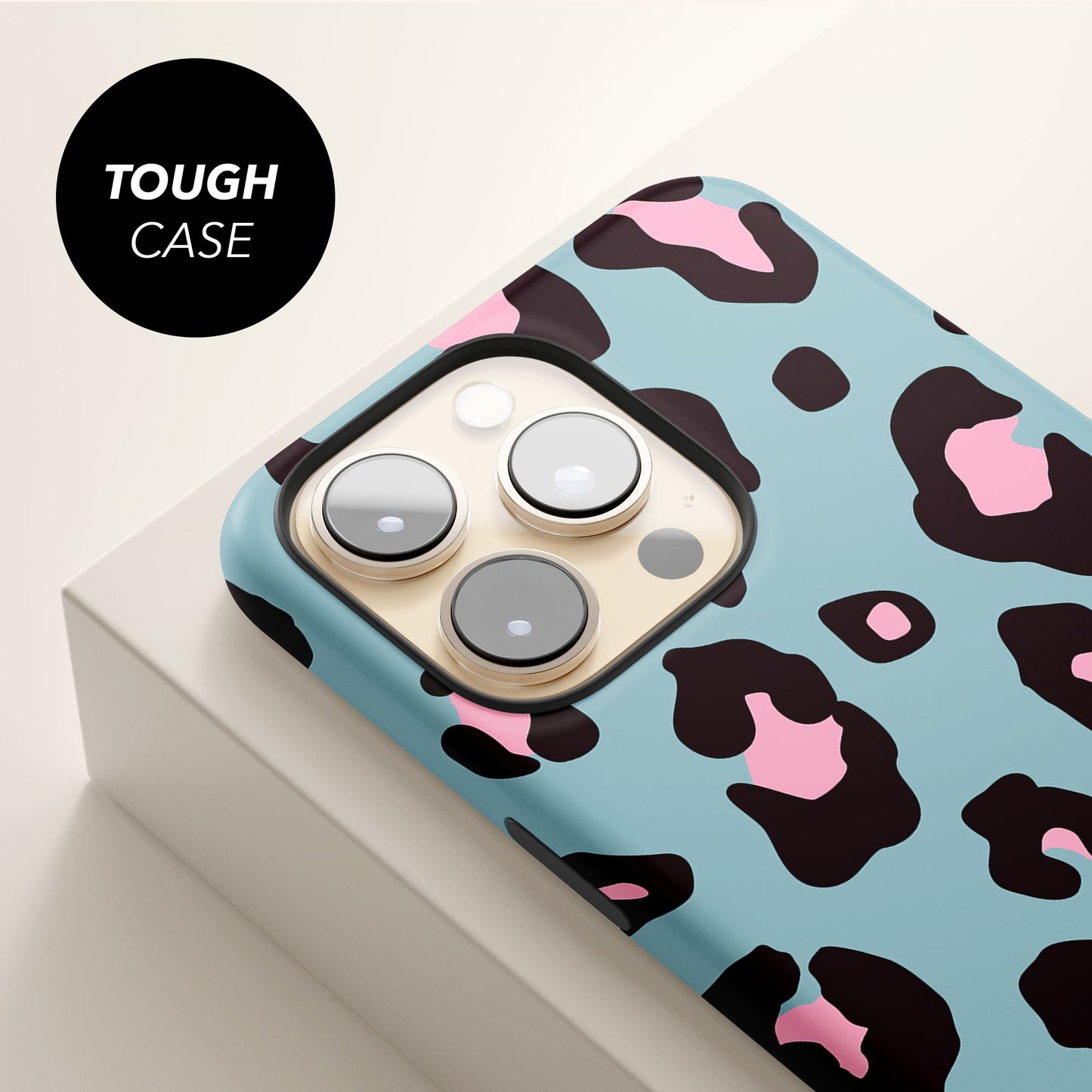 Light Blue and Pink Leopard Print Custom Phone Case Phone Case
