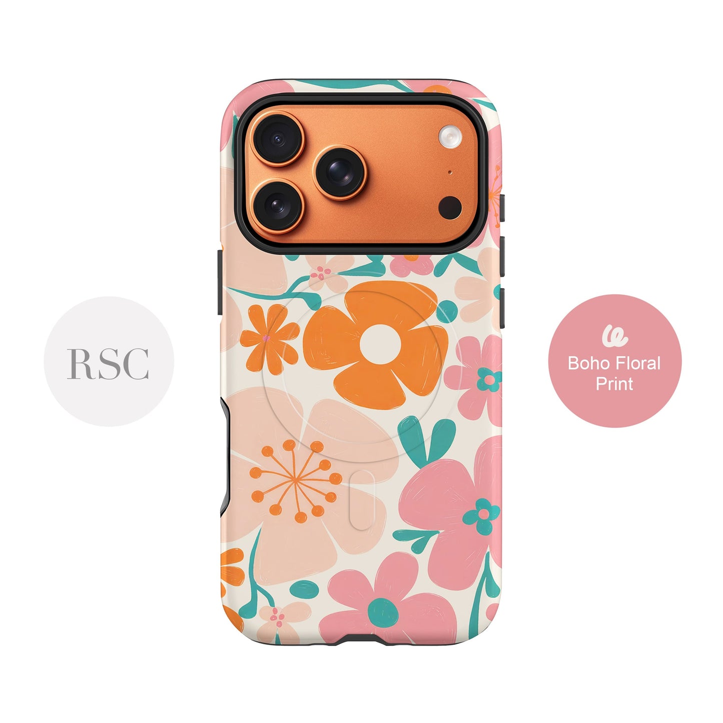 Orange Boho Floral Magsafe Case