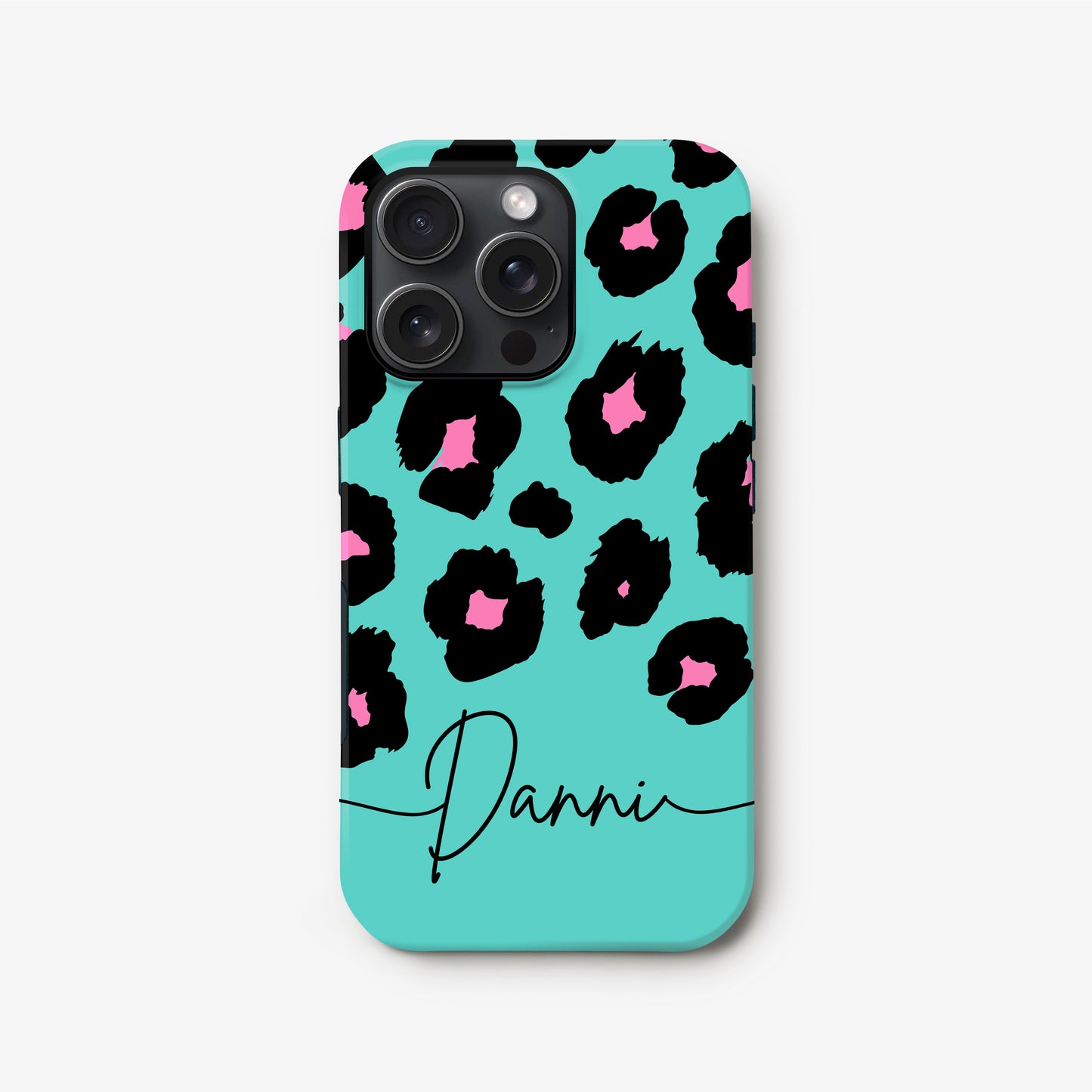 Bold Blue Pink Custom Leopard Print Case iPhone 16 Phone Case