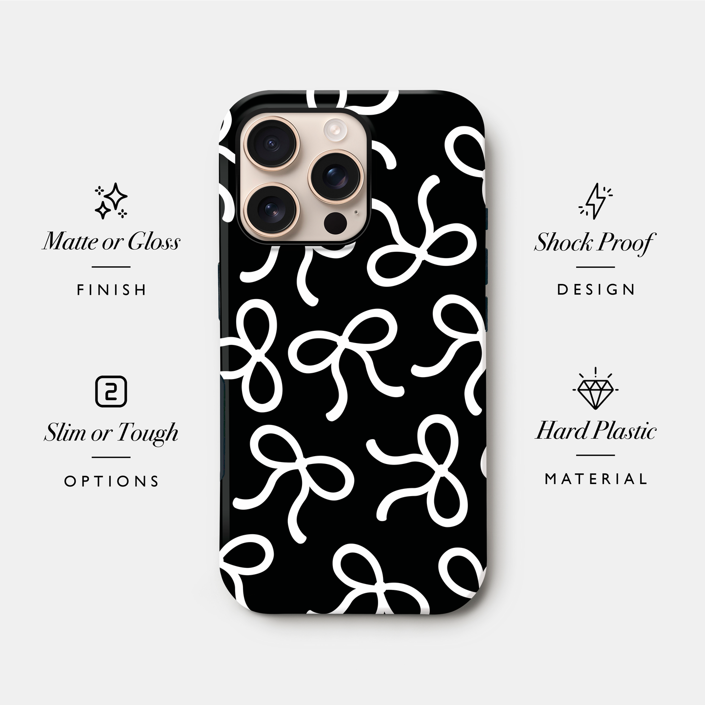 Black & White Bow Pattern Case Phone Case