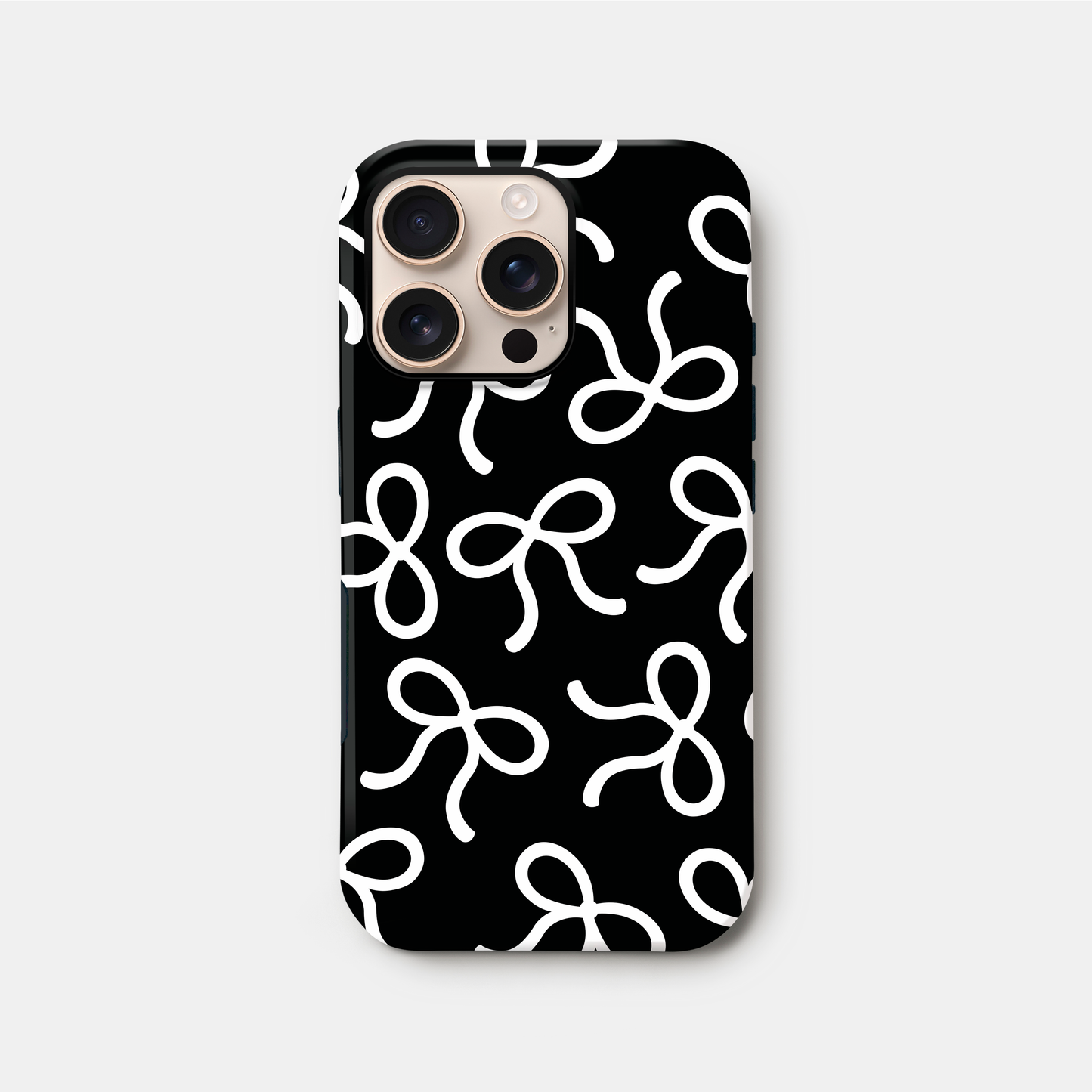 Black & White Bow Pattern Case iPhone 16 Phone Case