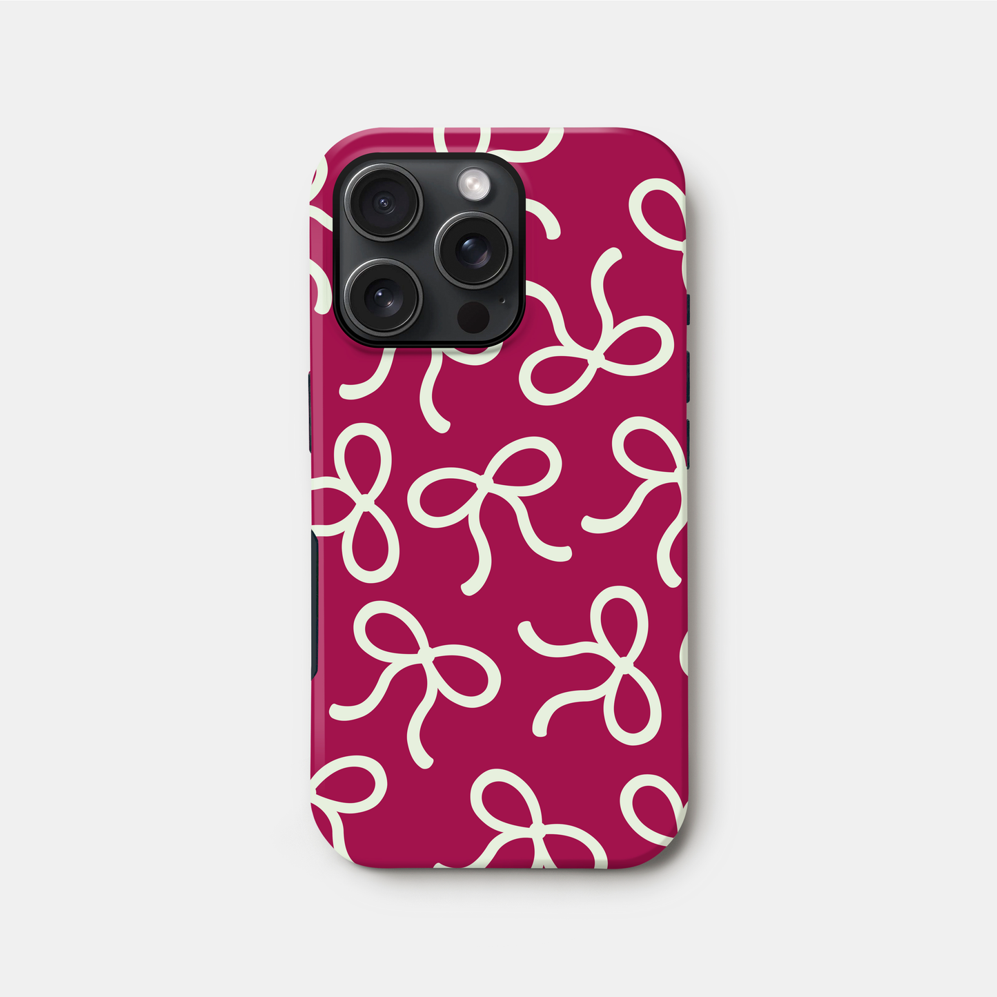 Burgundy Bow Pattern Case iPhone 16 Phone Case