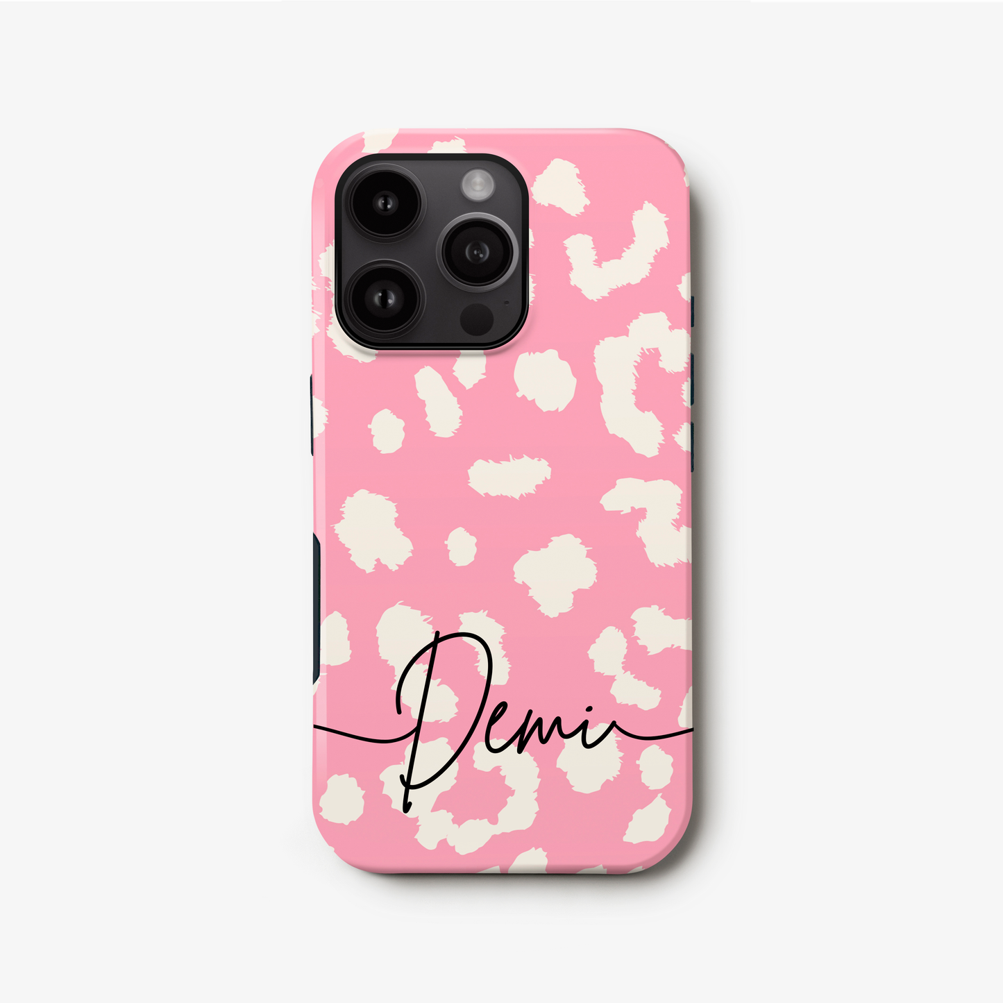 Custom Name Pink Cloud Leopard Print Case iPhone 16 Phone Case