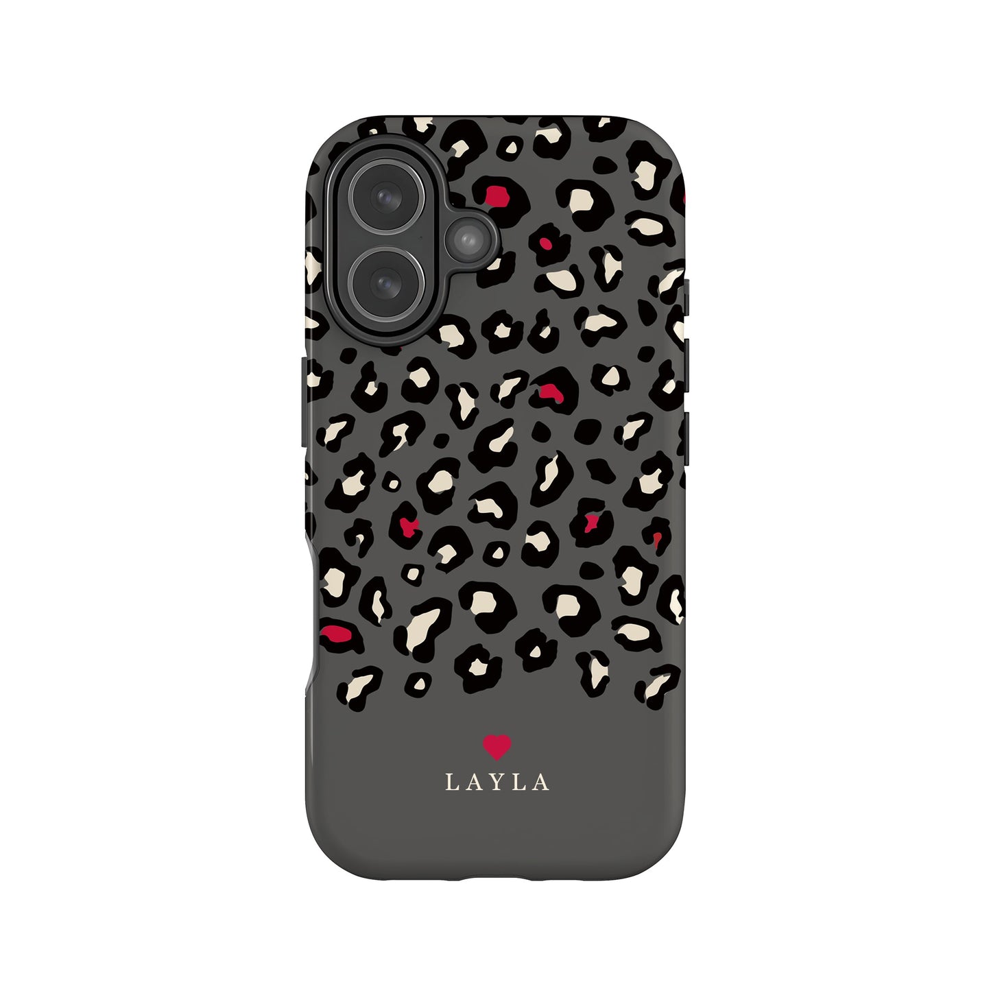 Personalised Red and Dark Grey Leopard Print Case Phone Case