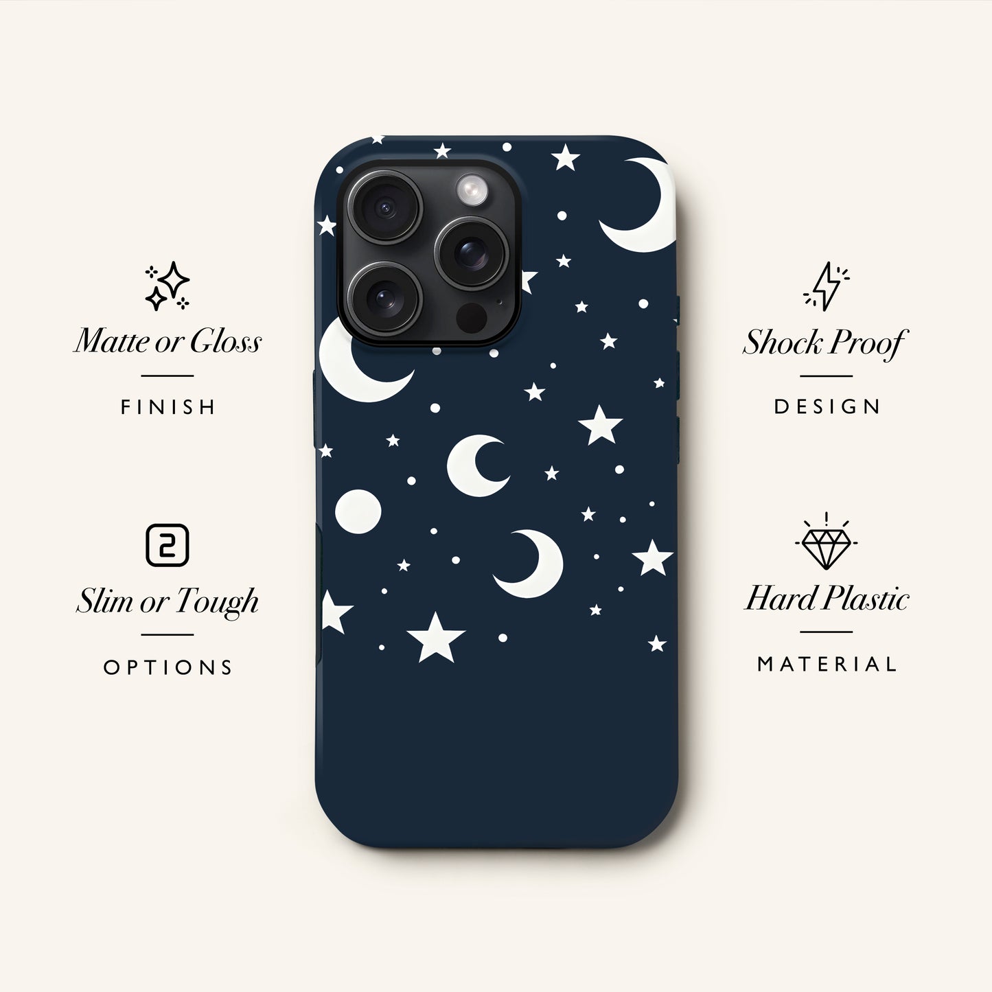 Personalised Moons & Stars Print Case Phone Case