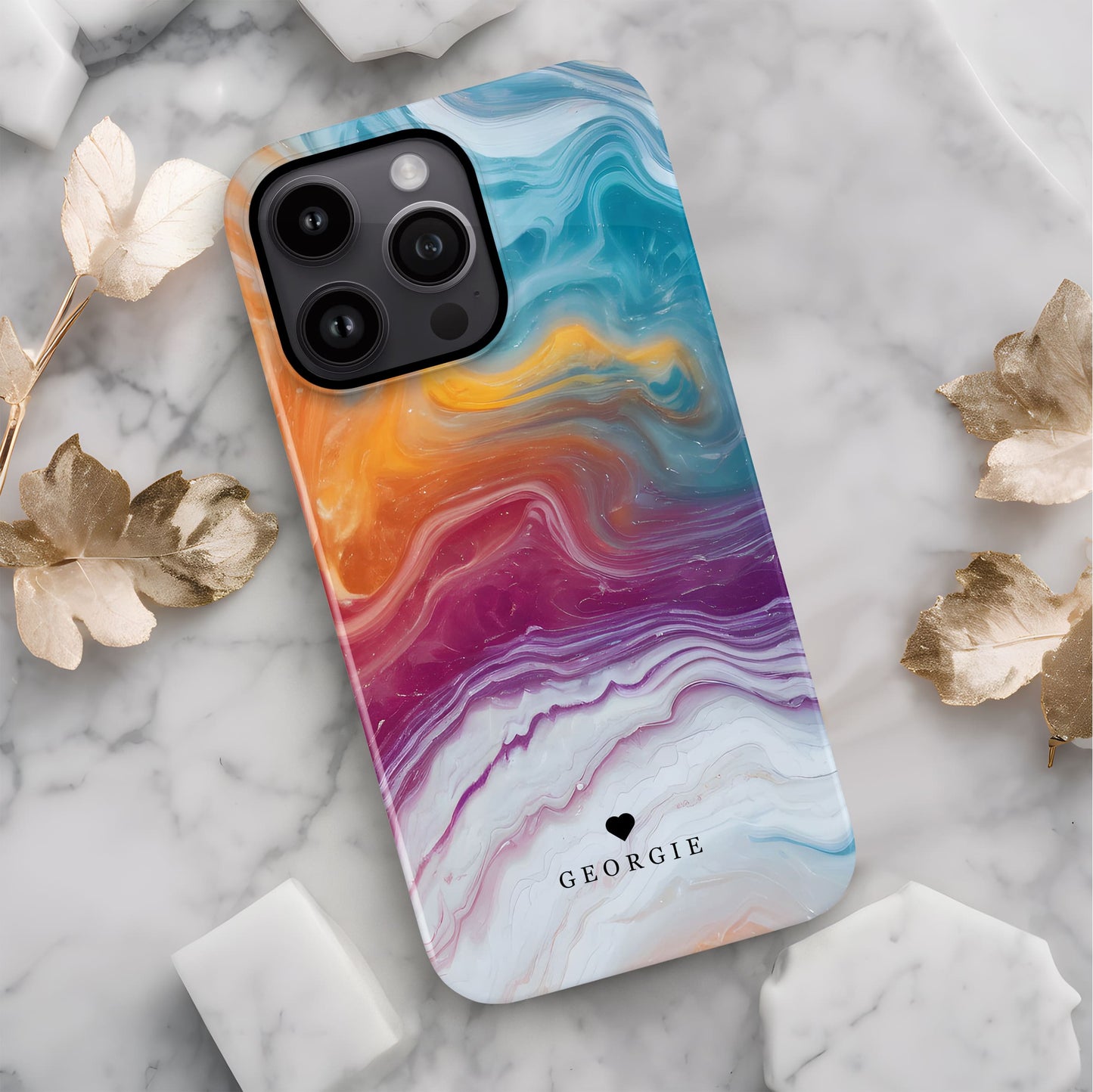 Custom Rainbow Marble Swirl Case Phone Case