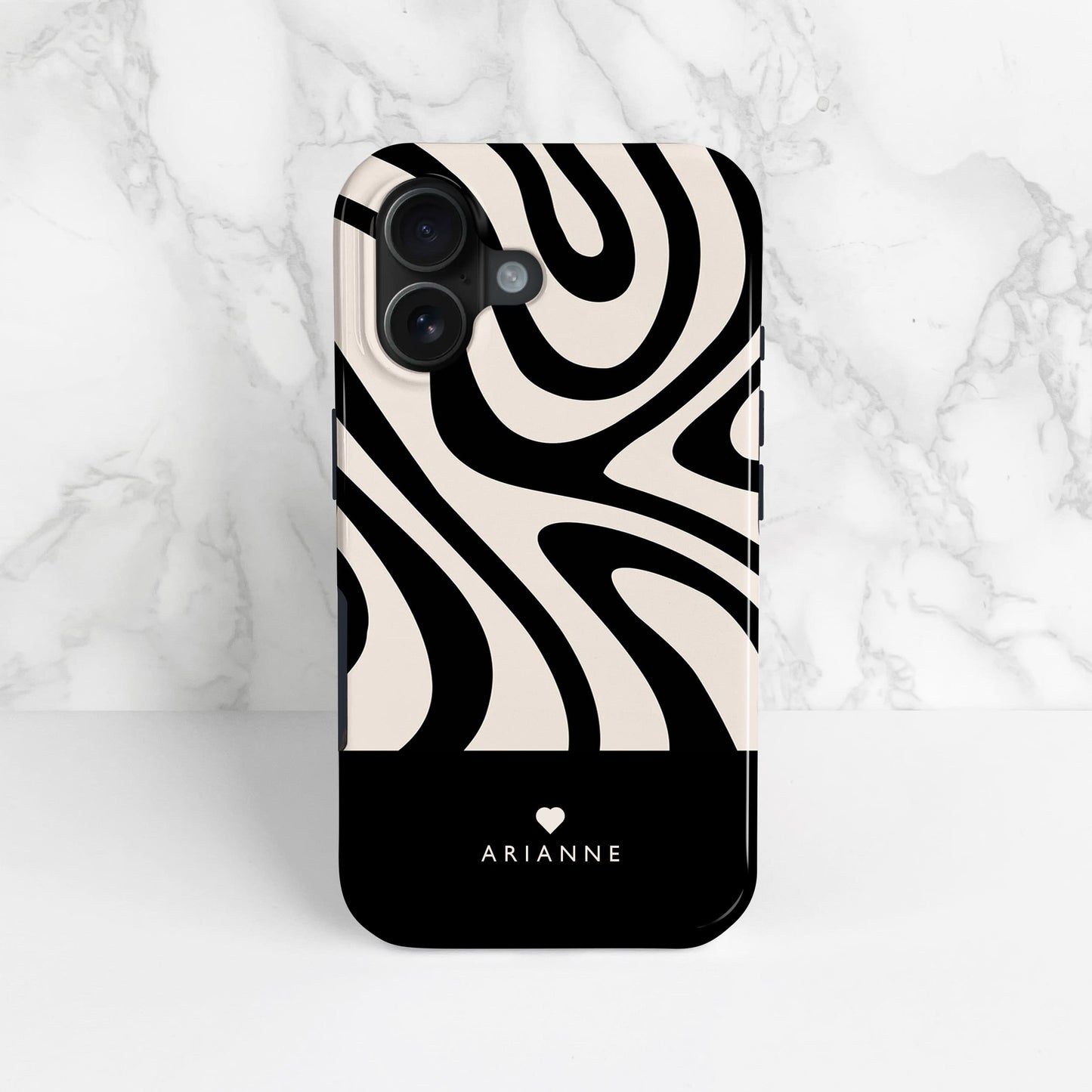 Personalised Black and Cream Swirl Case Phone Case