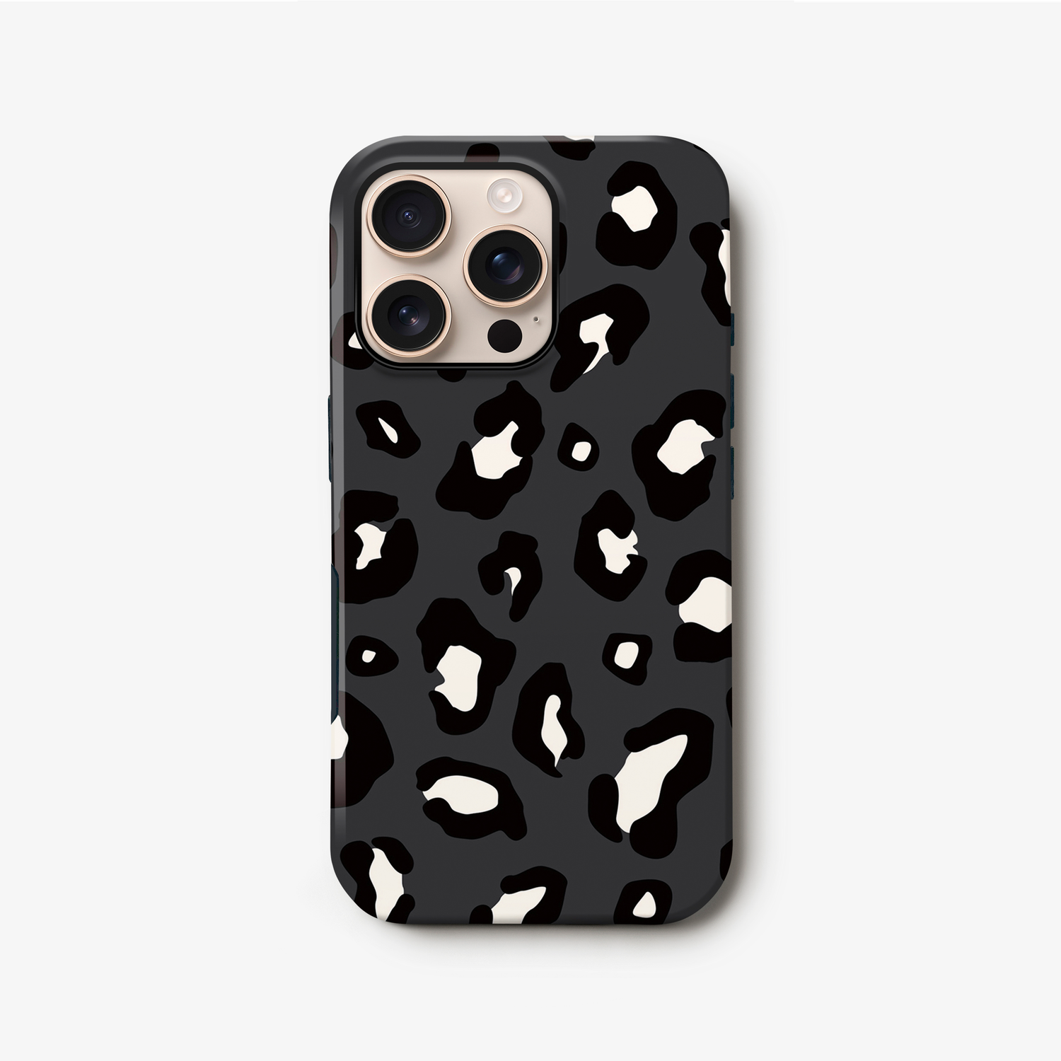 Dark Grey Leopard Print Animal Spots Pattern Phone Case iPhone 16 Pro Phone Case