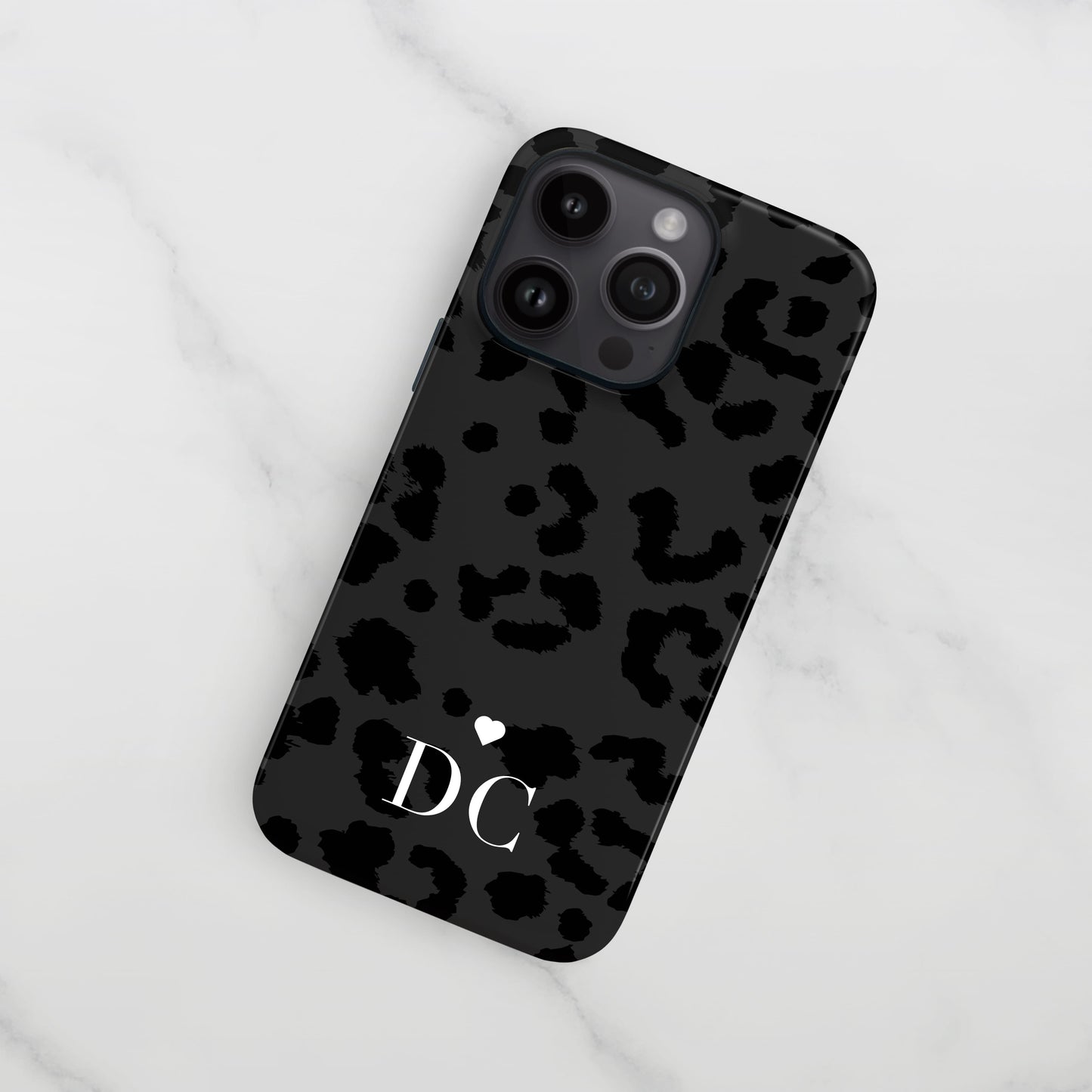 Dark Grey Leopard Print Initials Phone Case Phone Case