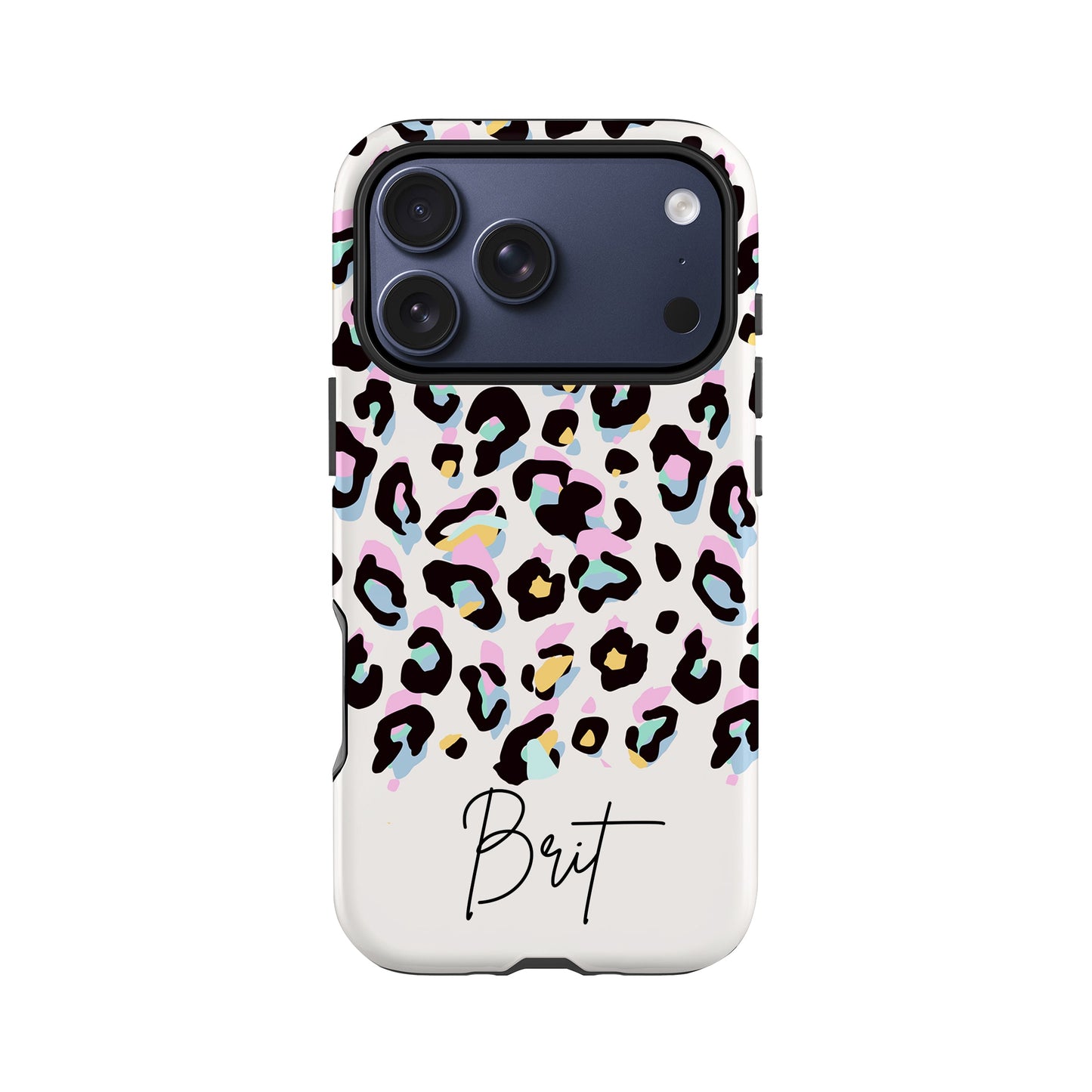 Custom Name Rainbow Leopard Print Phone Case iPhone 17 Pro Phone Case