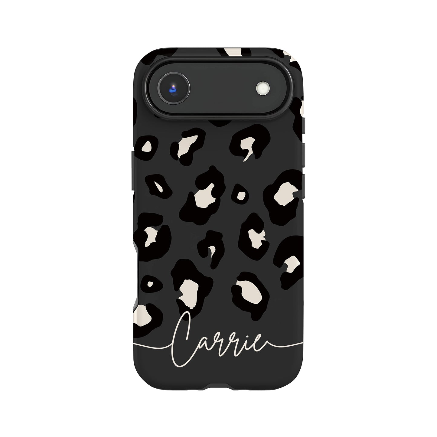 Dark Grey Custom Name Leopard Print Pattern Phone Case iPhone 17 Air Phone Case