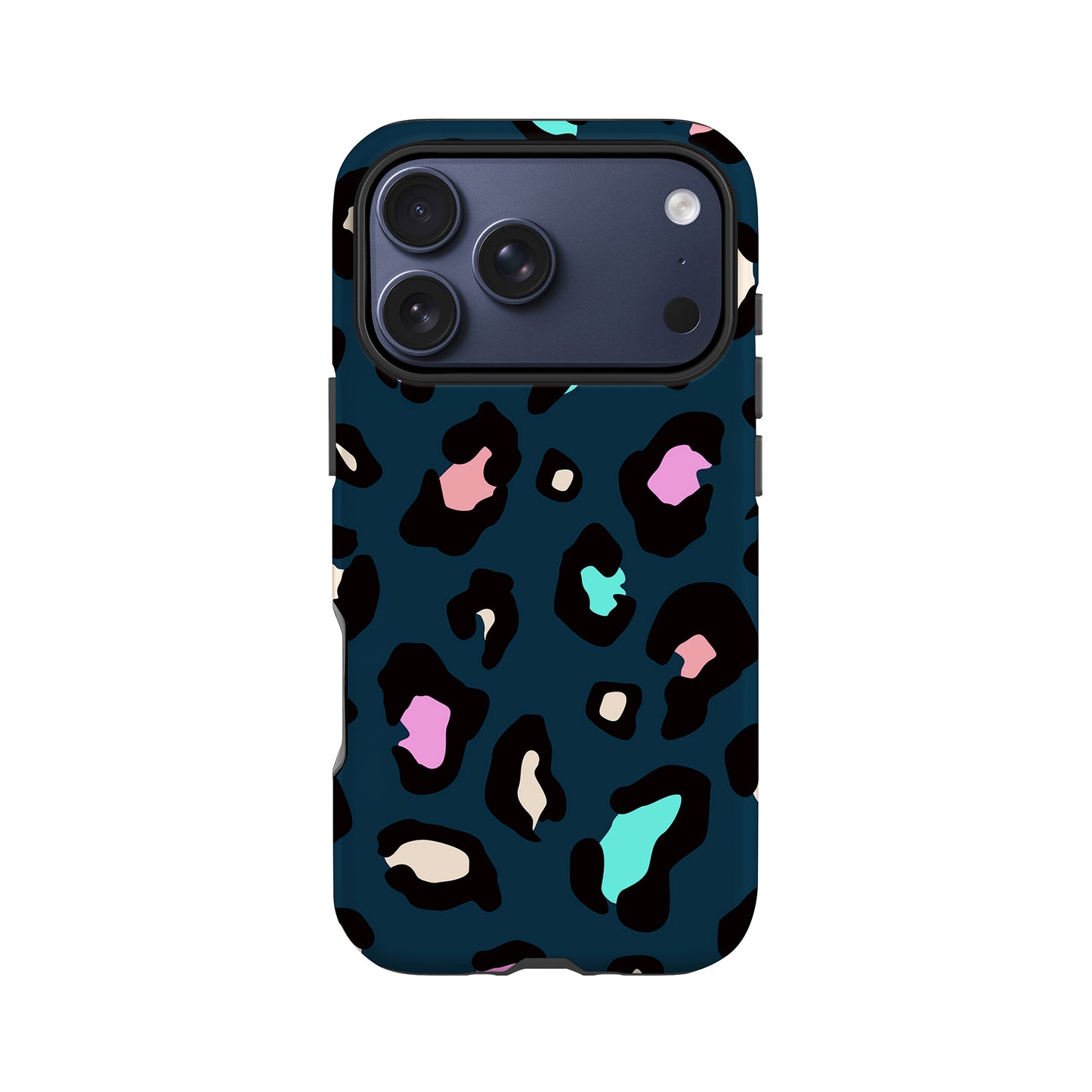 Navy Blue Multicolour Leopard Print Case iPhone 17 Pro Phone Case