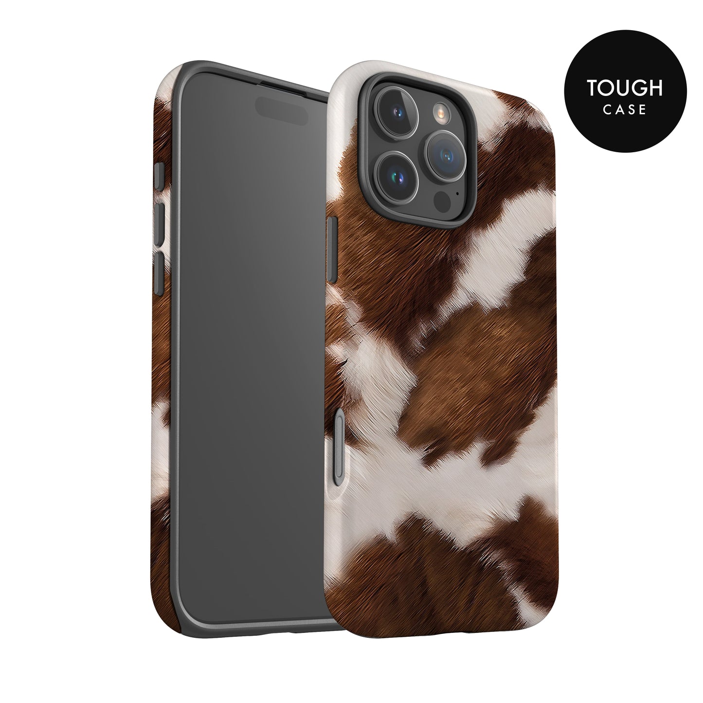 a phone case with a cowhide pattern.