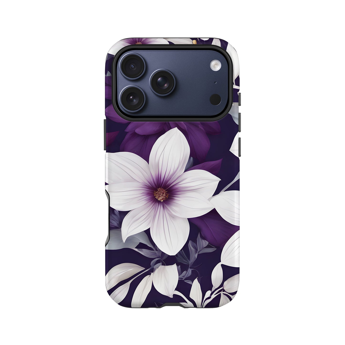 Purple Floral Print Case iPhone 17 Pro Phone Case