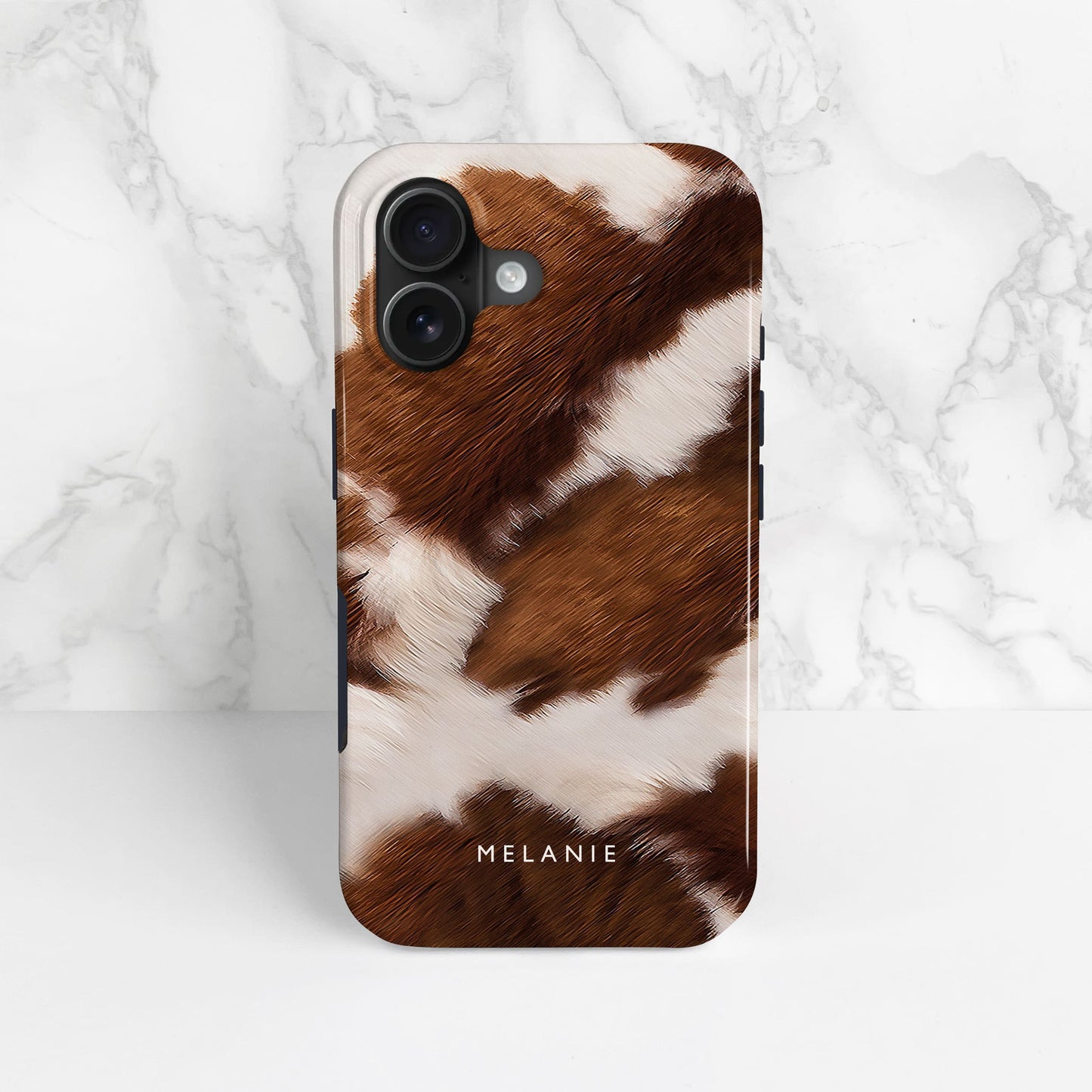 Brown Cowhide Pattern Custom Name Case Phone Case