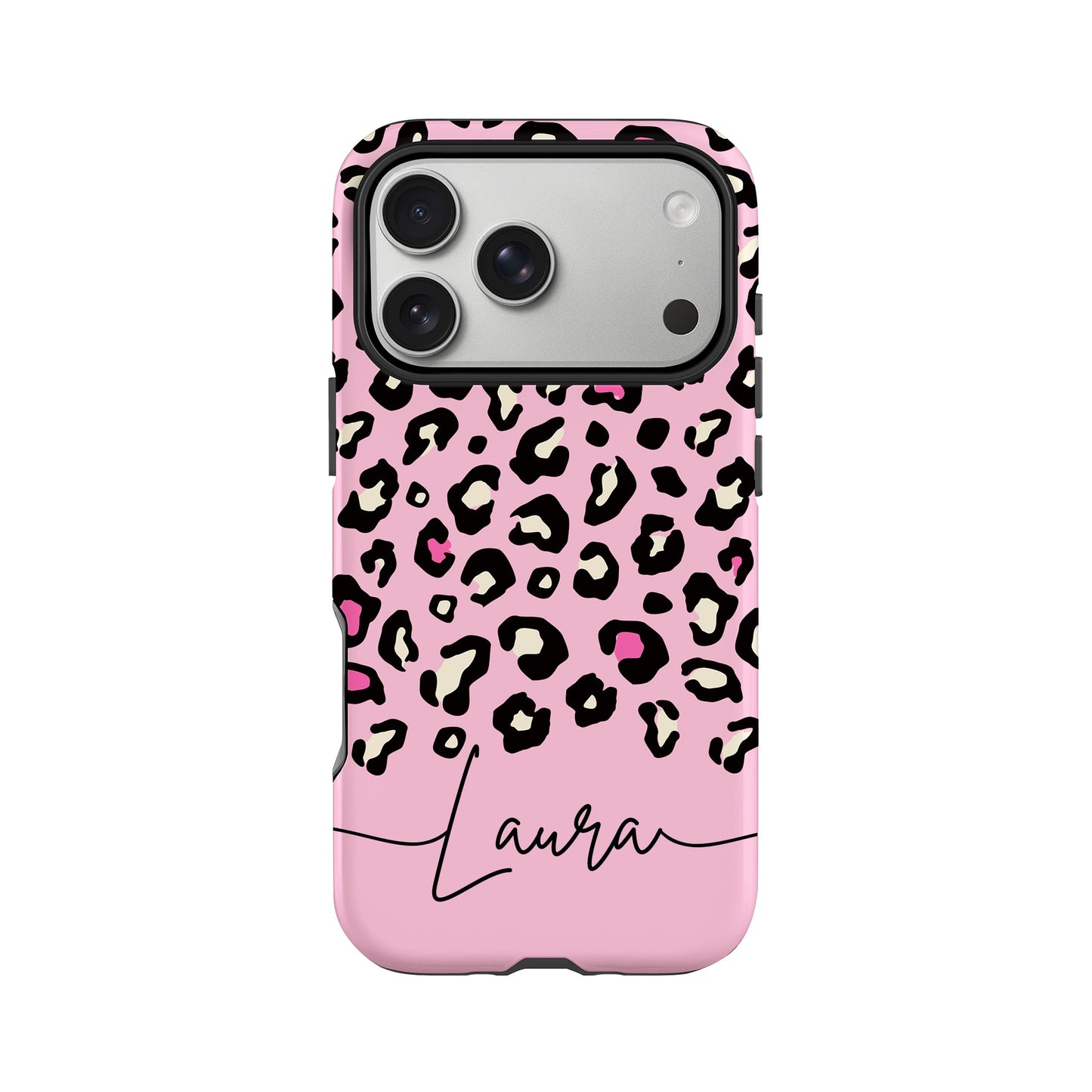 Cursive Name Baby Pink Leopard Print Case Phone Case
