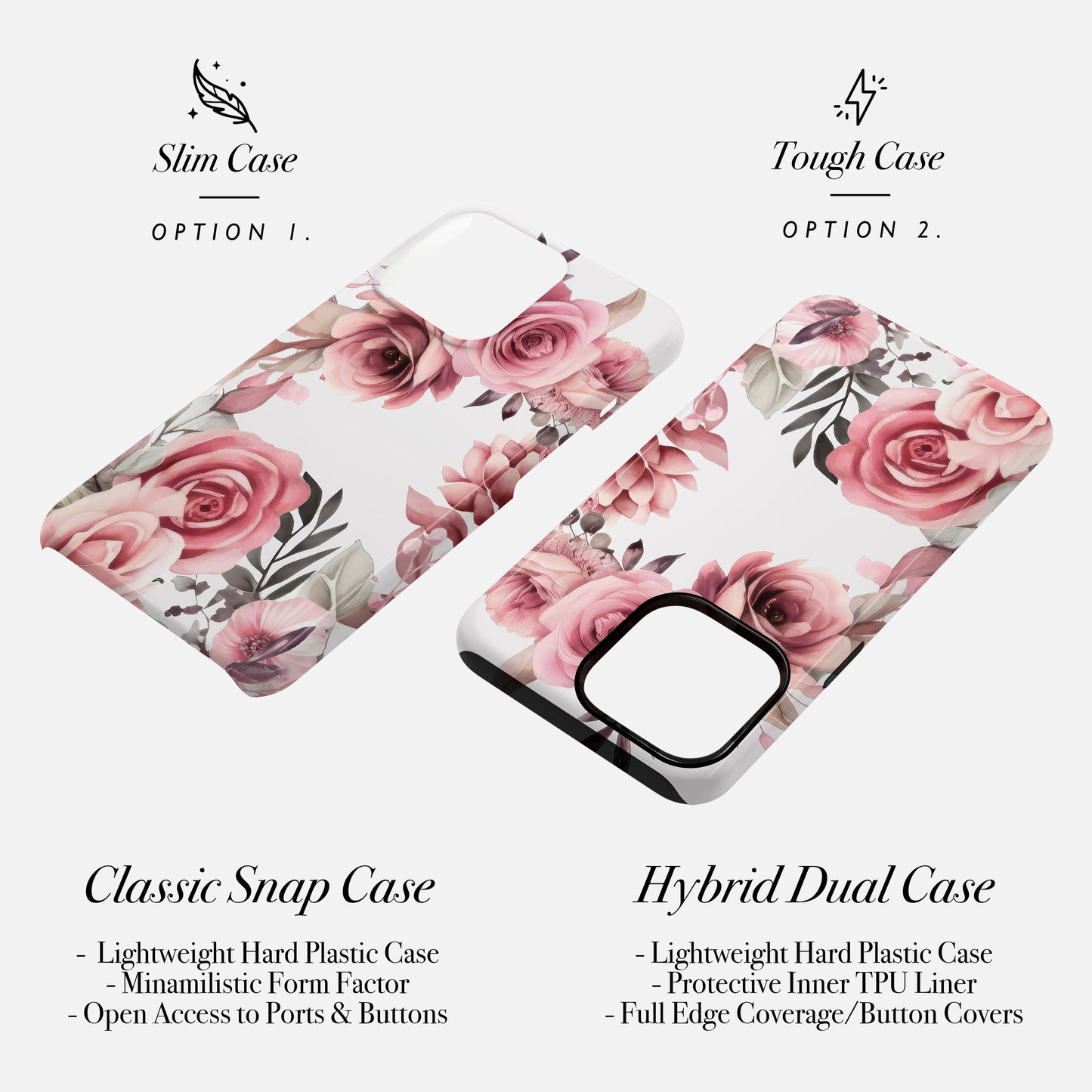 Personalised Floral Rose Print Case Phone Case