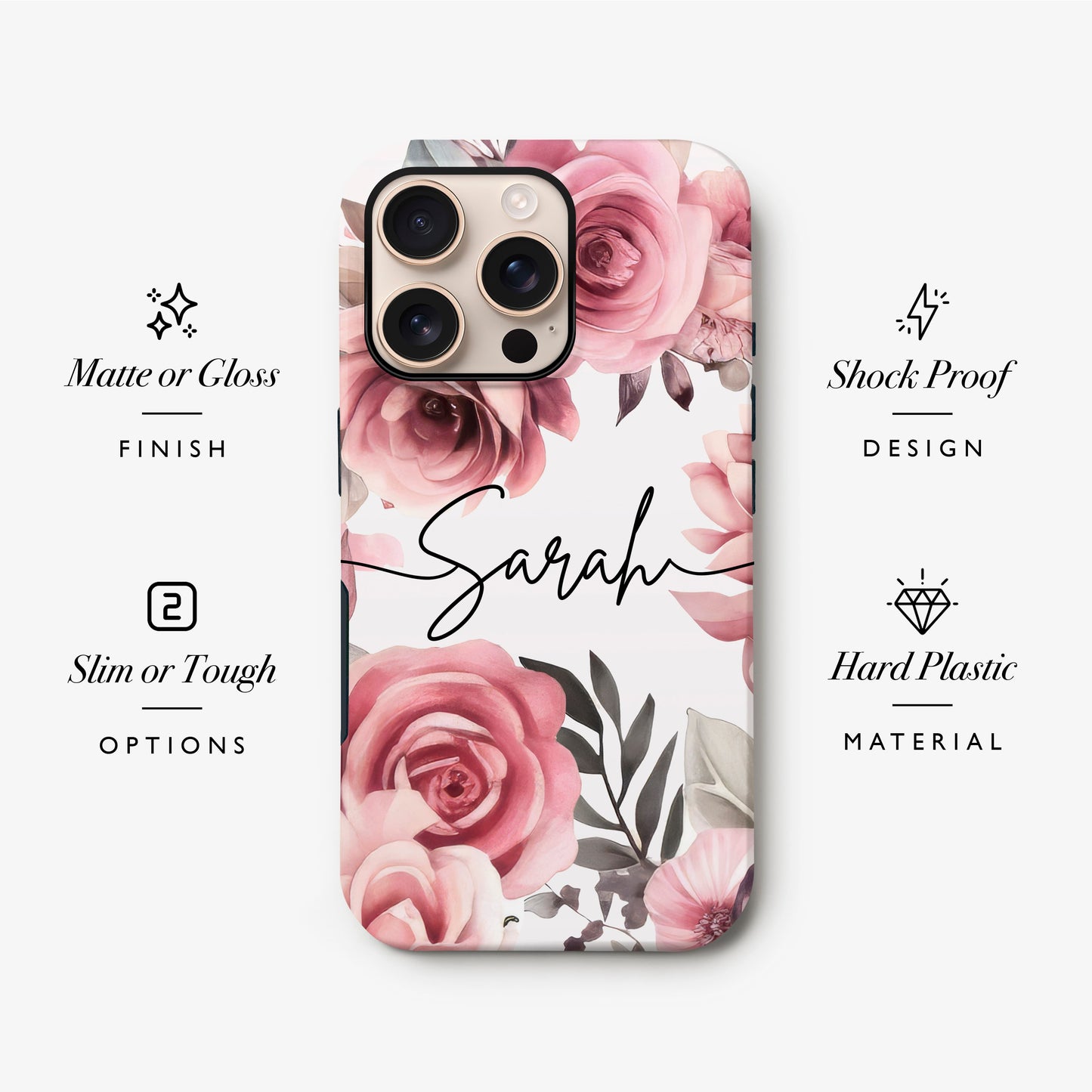 Personalised Floral Rose Print Case Phone Case