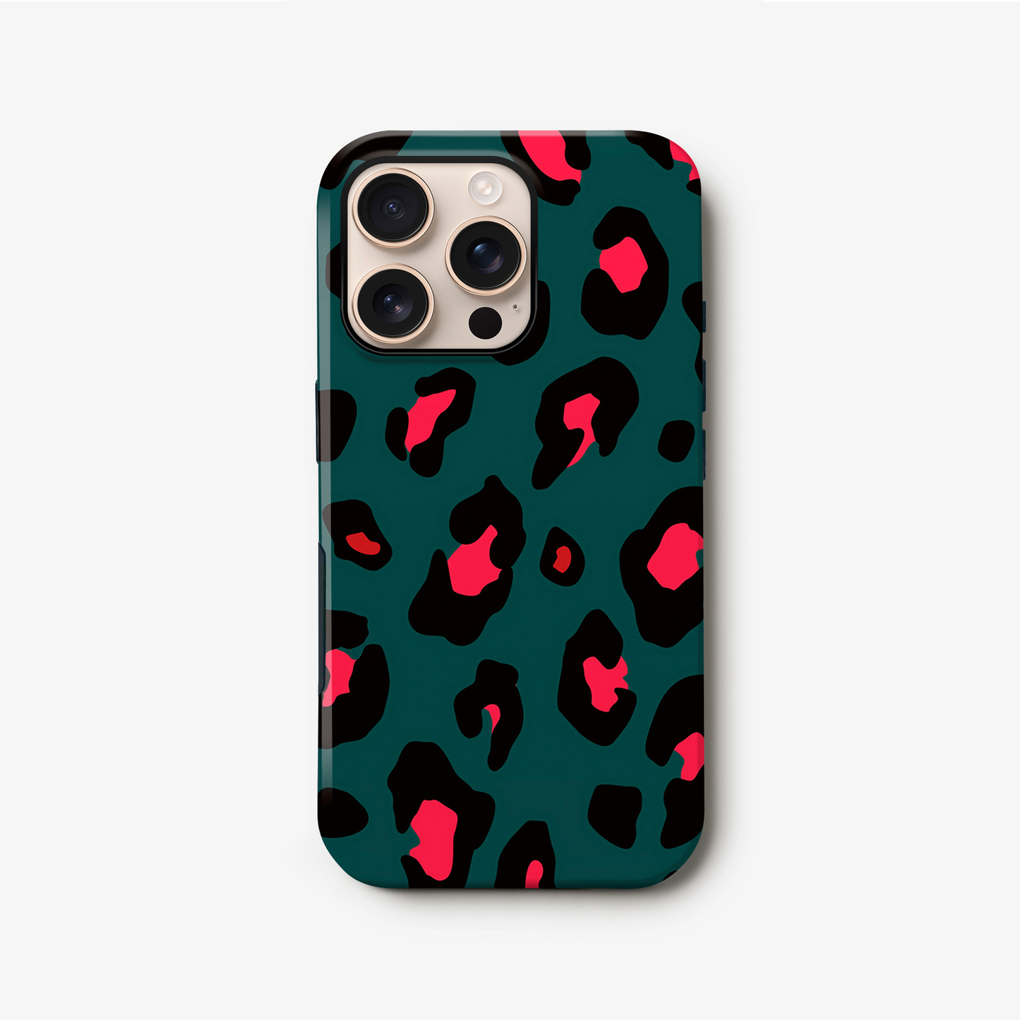 Forest Green Leopard Print Phone Case iPhone 16 Phone Case