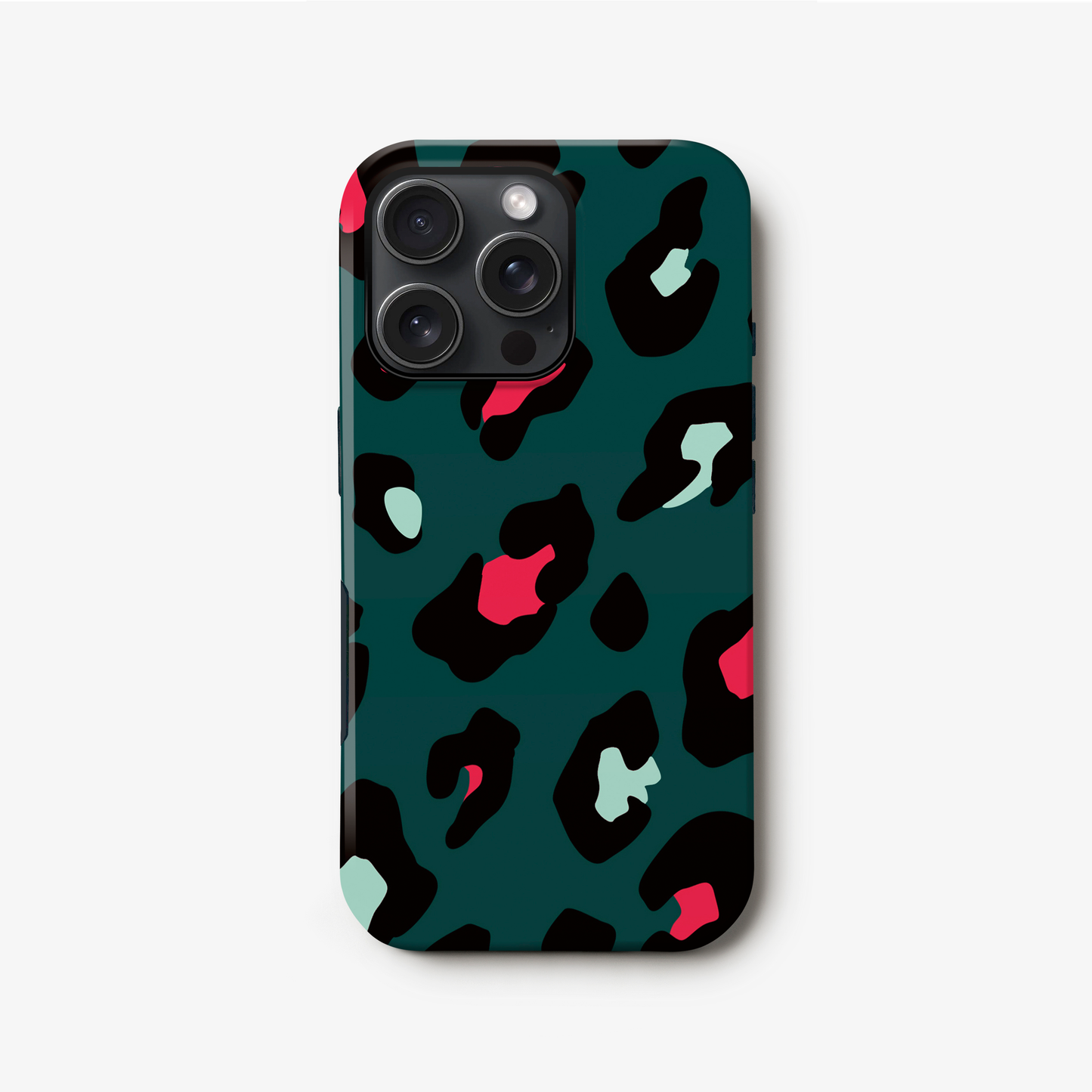 Green and Red Leopard Print Phone Case iPhone 16 Pro Phone Case
