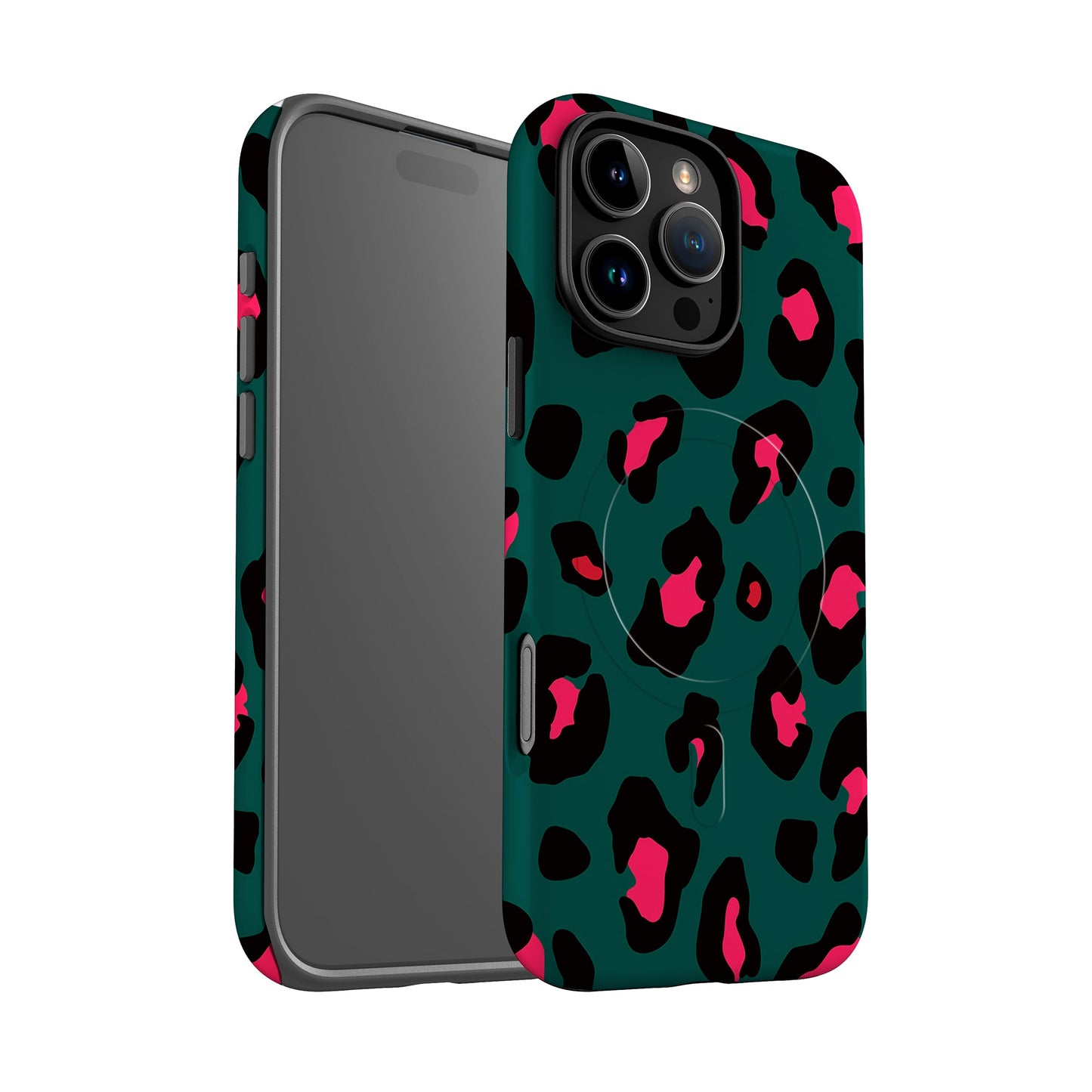 Forest Green Red Leopard Print Magsafe Case
